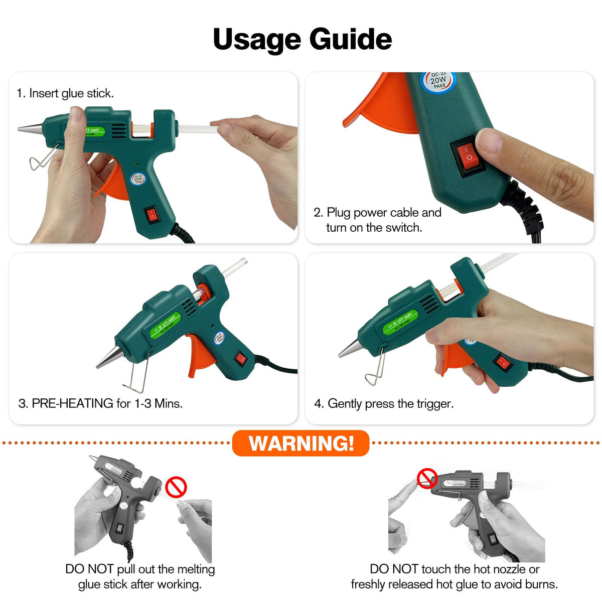 SHJADE Hot Glue Gun with 30 Glue Sticks, 20W Mini Hot Melt Gun Kit(White) Jansha Store
