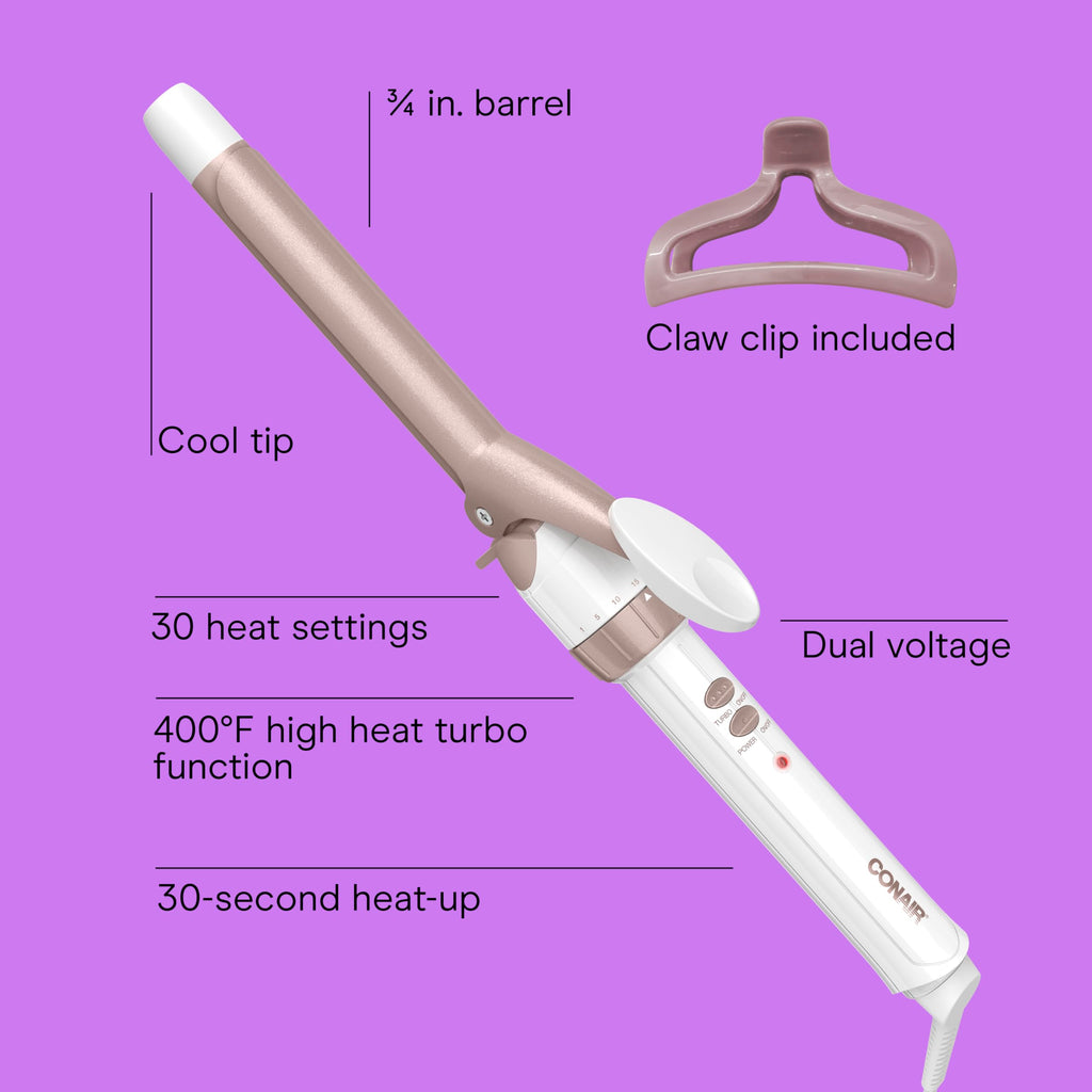 Conair Curling Iron, Double Ceramic, 1/2-in. Barrel, White/Rose Gold Jansha Store