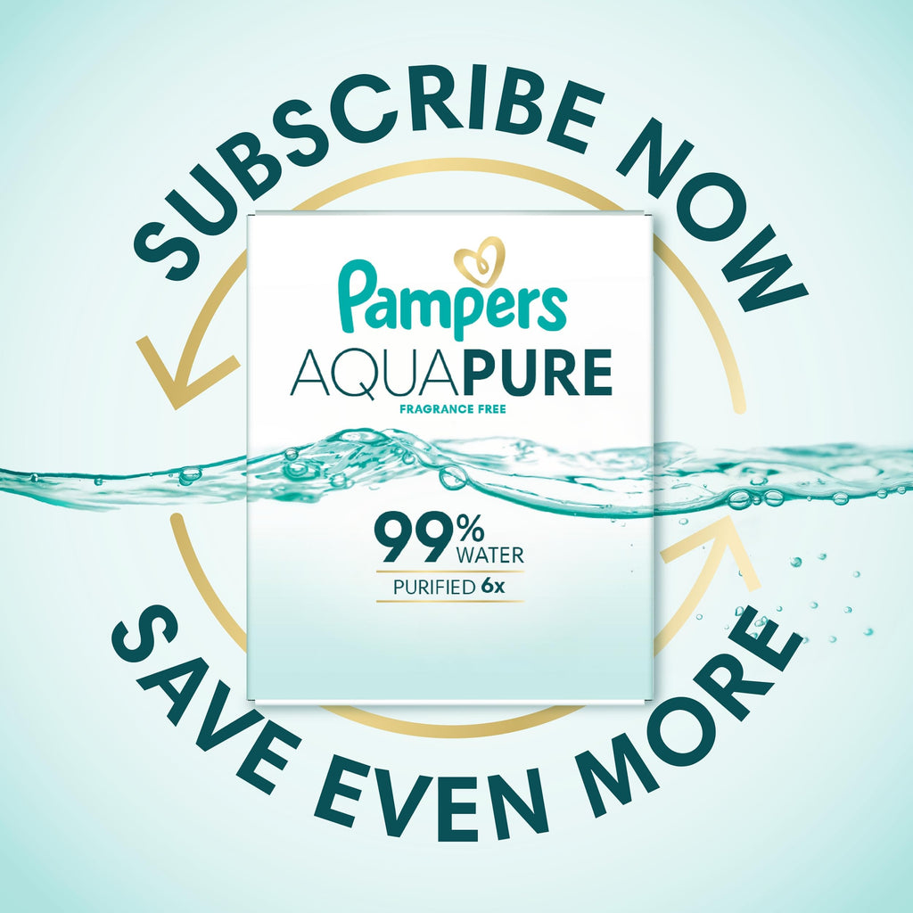 Pampers Aqua Pure Baby Wipes, Unscented, Fragrance Free, 99% Water, Water Based, Multi-Use, 672 Wipes Total (12X Flip-Top Packs) Jansha Store
