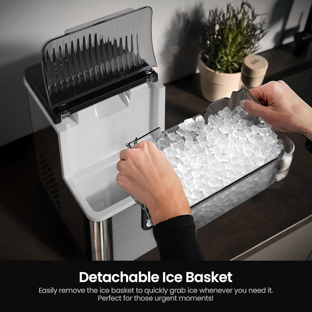 Kismile Nugget Ice Maker Countertop, 35 lbs/Day, Stainless Steel Jansha Store