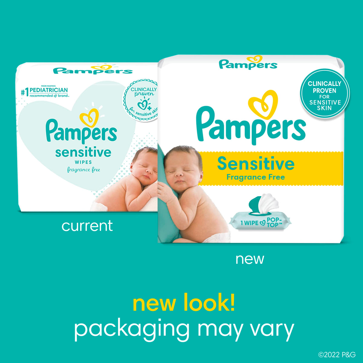 Pampers Sensitive Baby Wipes, Unscented, Fragrance Free, Clinically Proven, Water Based, Hypoallergenic, Multi-Use, Hand Wipes, 1008 Wipes Total (18X Flip-Top Packs) Jansha Store