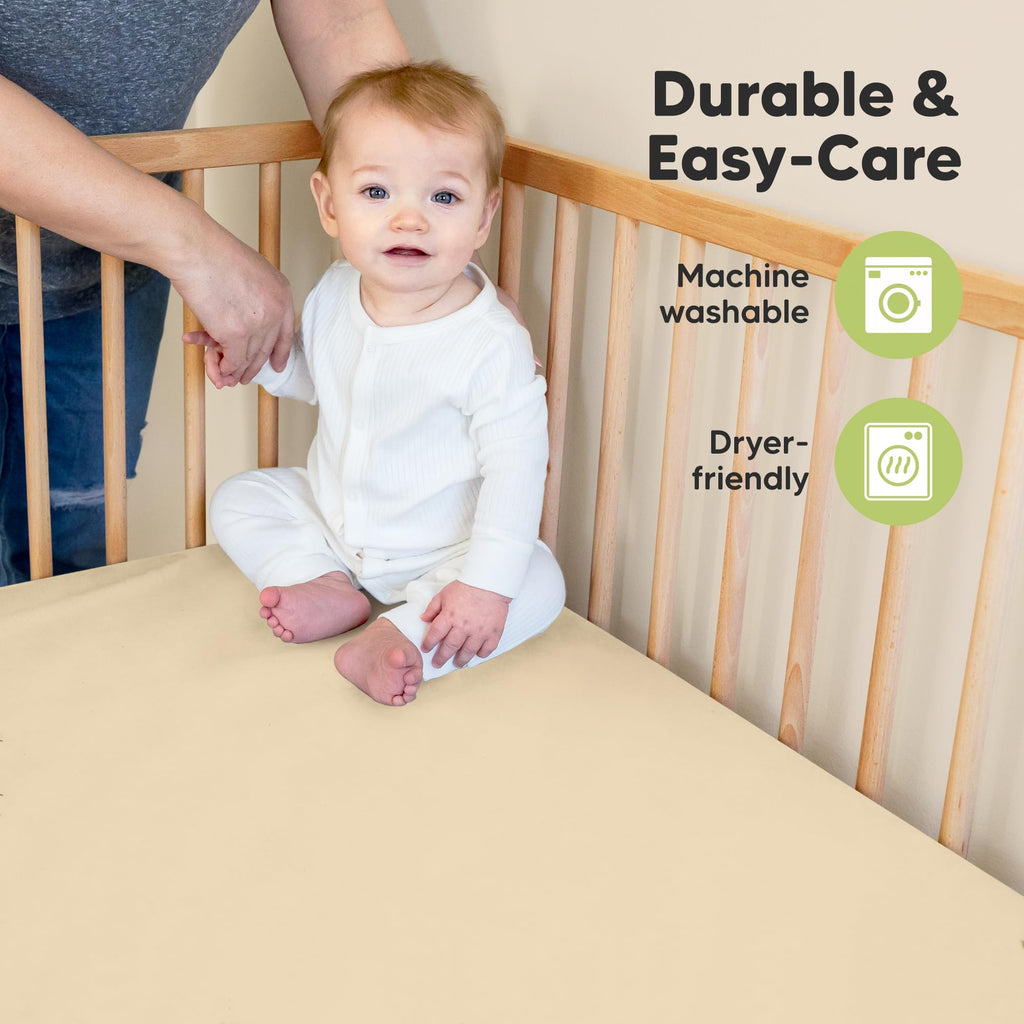 KeaBabies 2pk Organic Cotton Crib Sheets for Boys Girls 52x28, Soft White Jansha Store