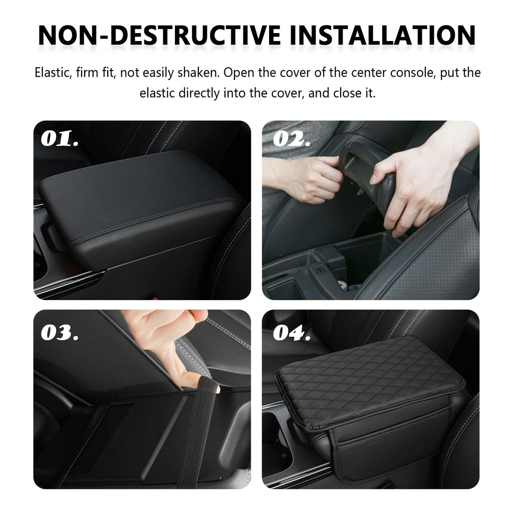 Stacool Upgraded Car Center Console Cover,Microfiber Leather Car Armrest Cover Cushion with 2 Storage Bags,Universal Car Armrest Storage Box (Brown) Jansha Store