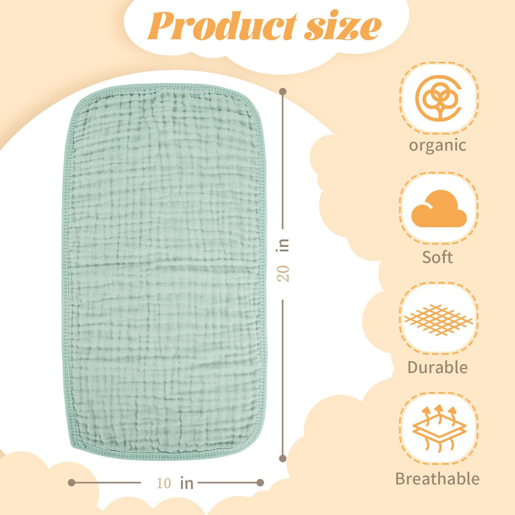 MIGIOL Baby Burp Cloths 100% Cotton Newborn Muslin Burp Cloths 10x20 inches Baby Essentials Blue & Green 5-Pack Jansha Store