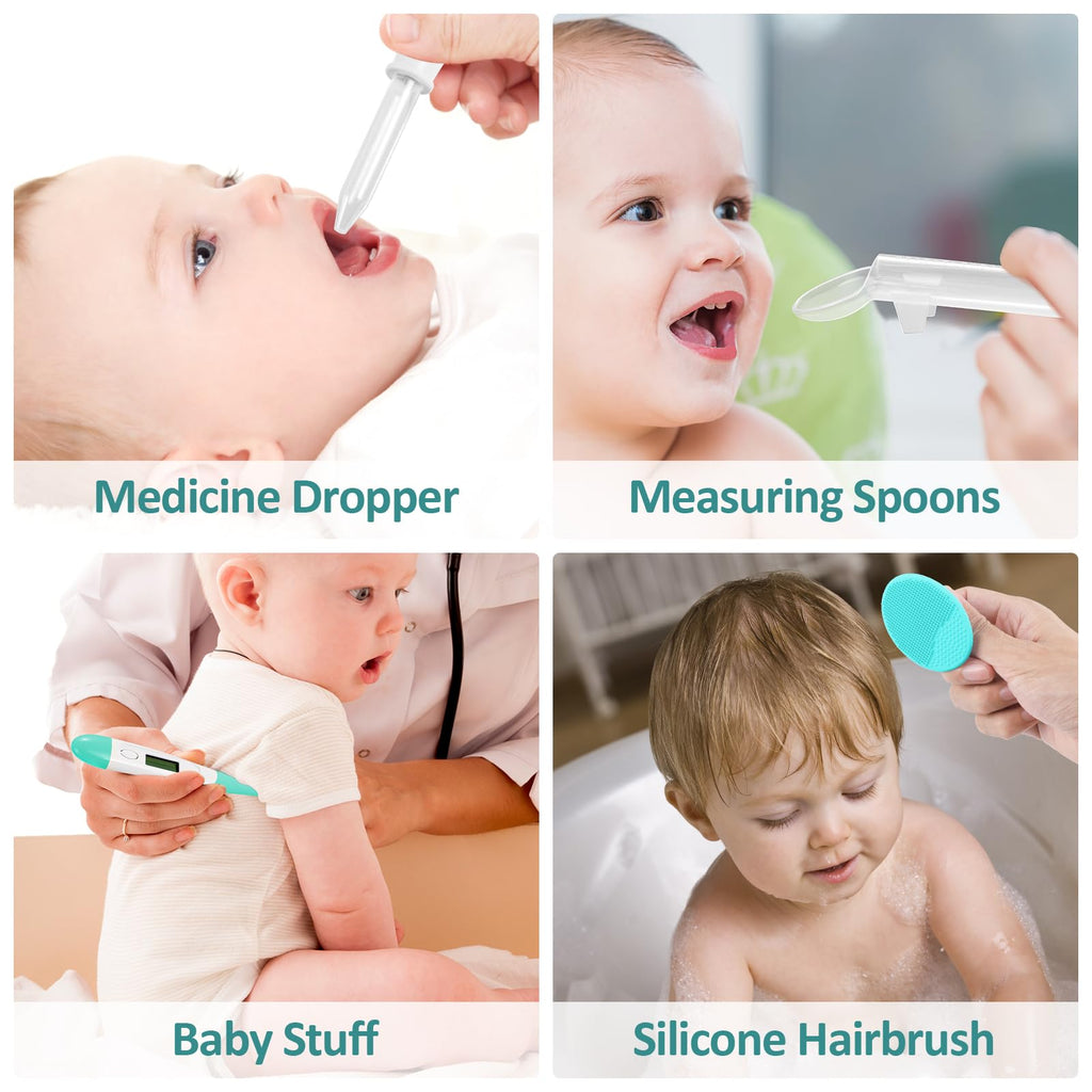 Baby Grooming Kit, Infant Safety Care Set with Hair Brush Comb Nail Clipper Nasal Aspirator,Baby Essentials Kit for Newborn Girls Boys (Grey White) Jansha Store