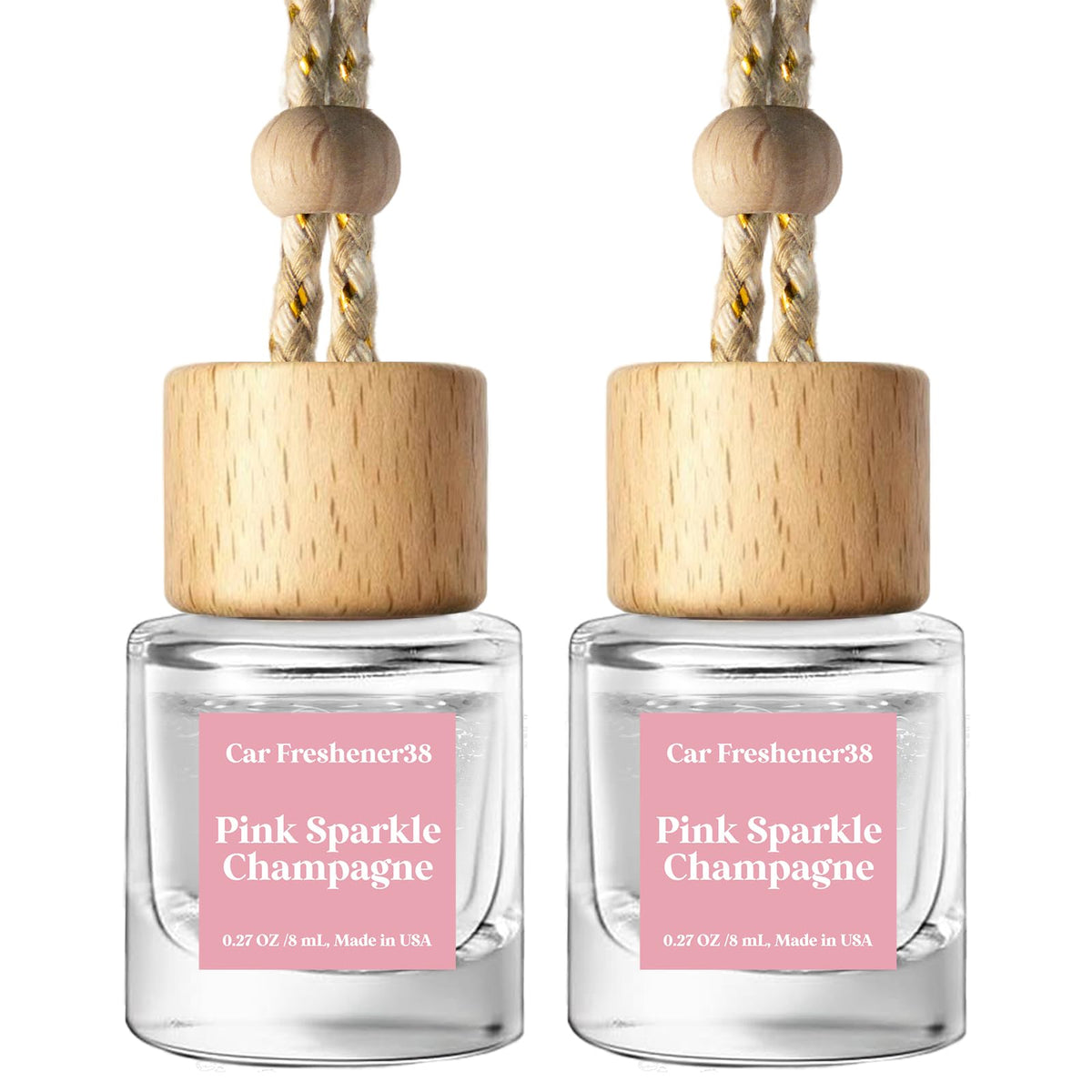 C Classy Car Air Freshener Hanging 2 Pack, Mahogany Teakwood Essential Oil Diffuser, Cute Glass Bottle, Long-Lasting Fragrance Car Accessories for Women & Men, Made in USA Jansha Store