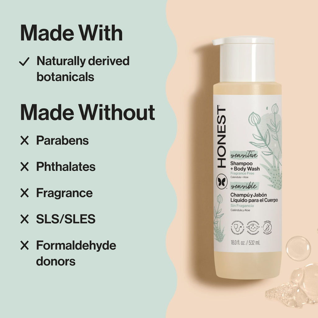 The Honest Company Shampoo & Body Wash, Tear-Free, Fragrance-Free, 10 fl oz Jansha Store