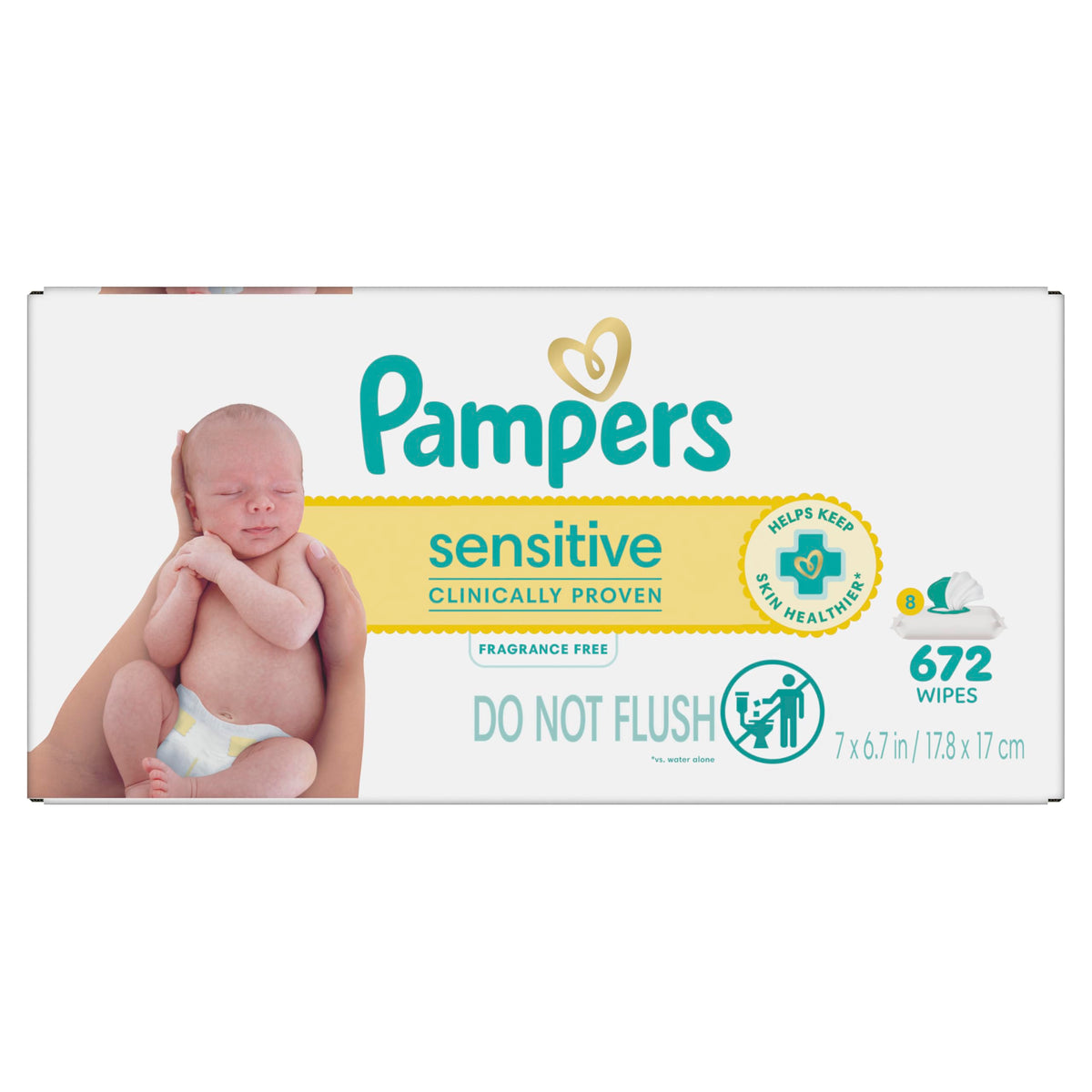 Pampers Sensitive Baby Wipes, Unscented, Fragrance Free, Clinically Proven, Water Based, Hypoallergenic, Multi-Use, Hand Wipes, 1008 Wipes Total (18X Flip-Top Packs) Jansha Store