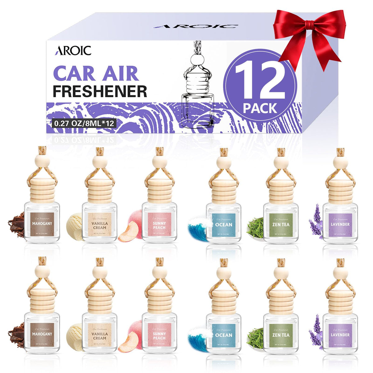AROIC 6Pack Car Air Freshener, Hanging Essential Oil Air Freshener Diffuser Jansha Store