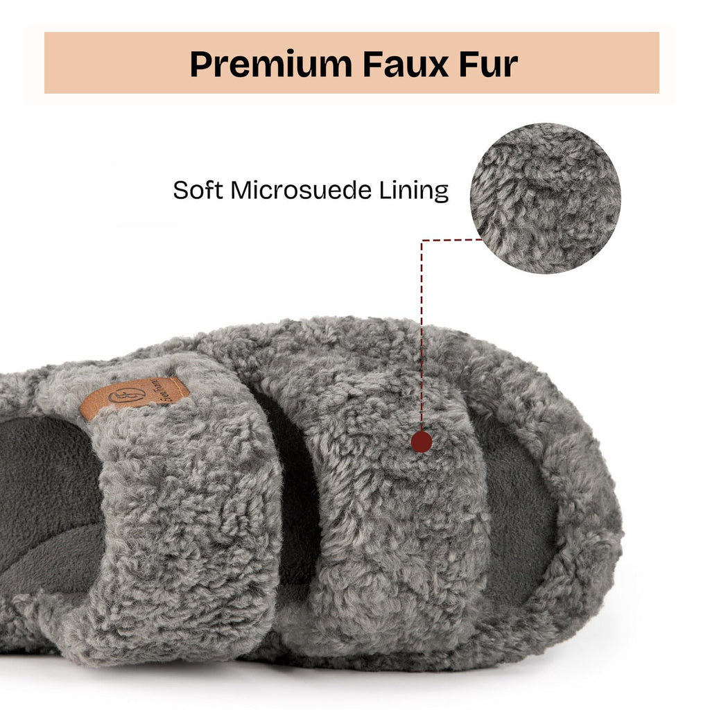 EverFoams Womens Fuzzy Open-toe Slippers Memory Foam Indoor House Shoes Jansha Store