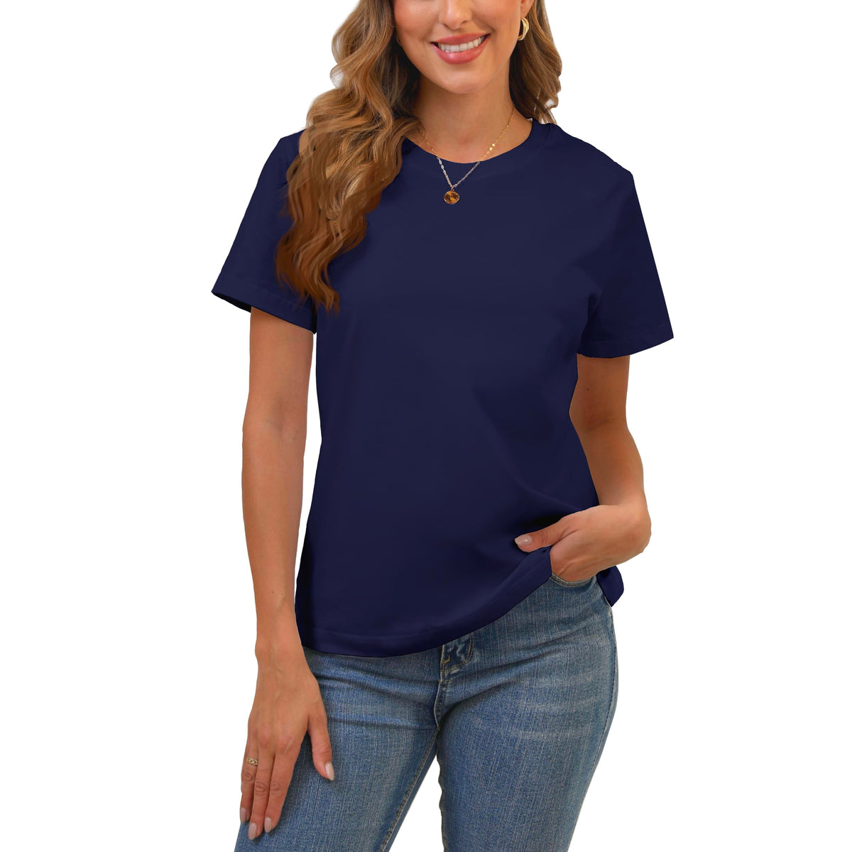 BJY Cotton Basic T Shirts for Women,Crew Neck Short Sleeve Summer Shirts(2XS-3XL, 20+ Color) Jansha Store