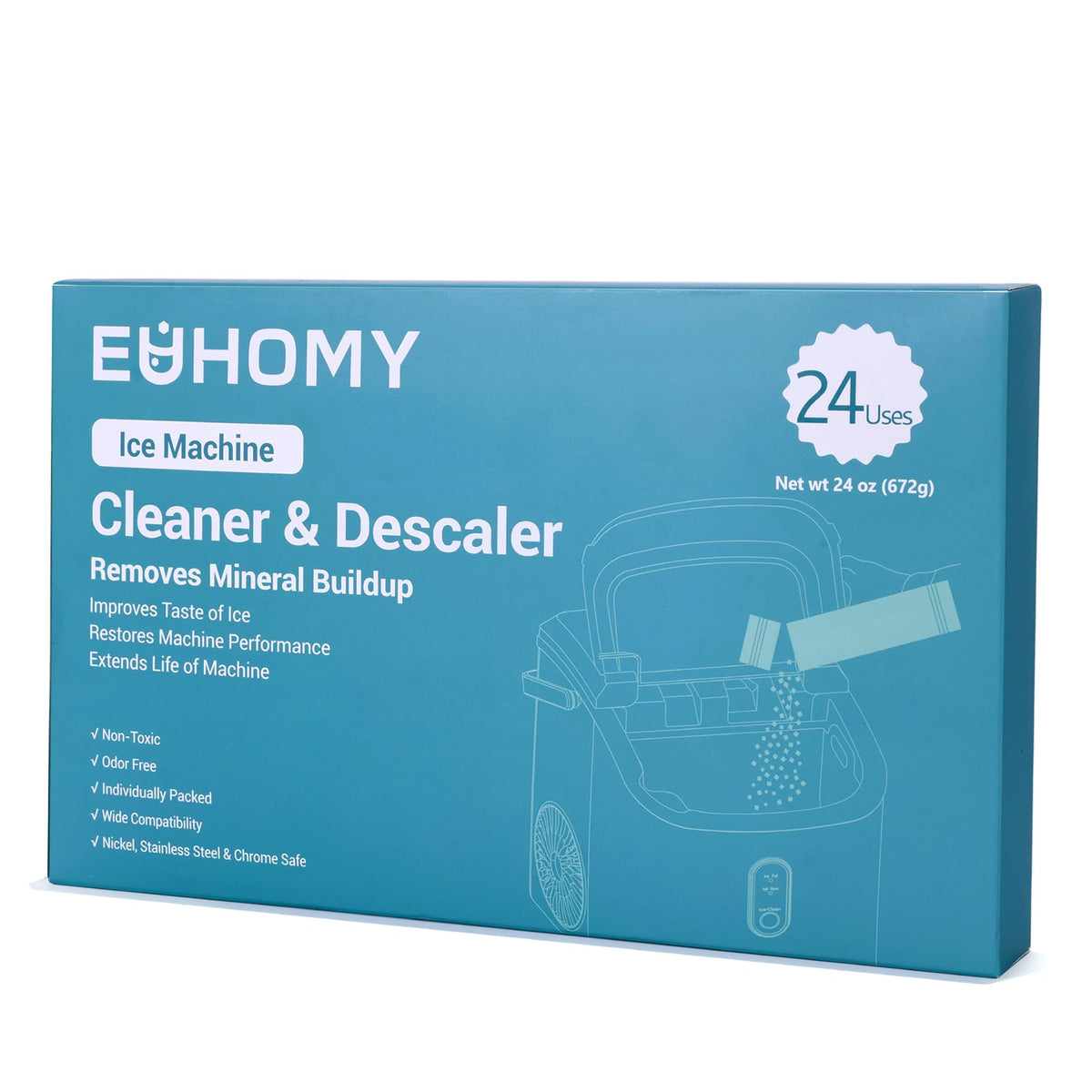 EUHOMY Ice Maker Cleaner & Descaler, 12 Uses & Individually Packed Jansha Store