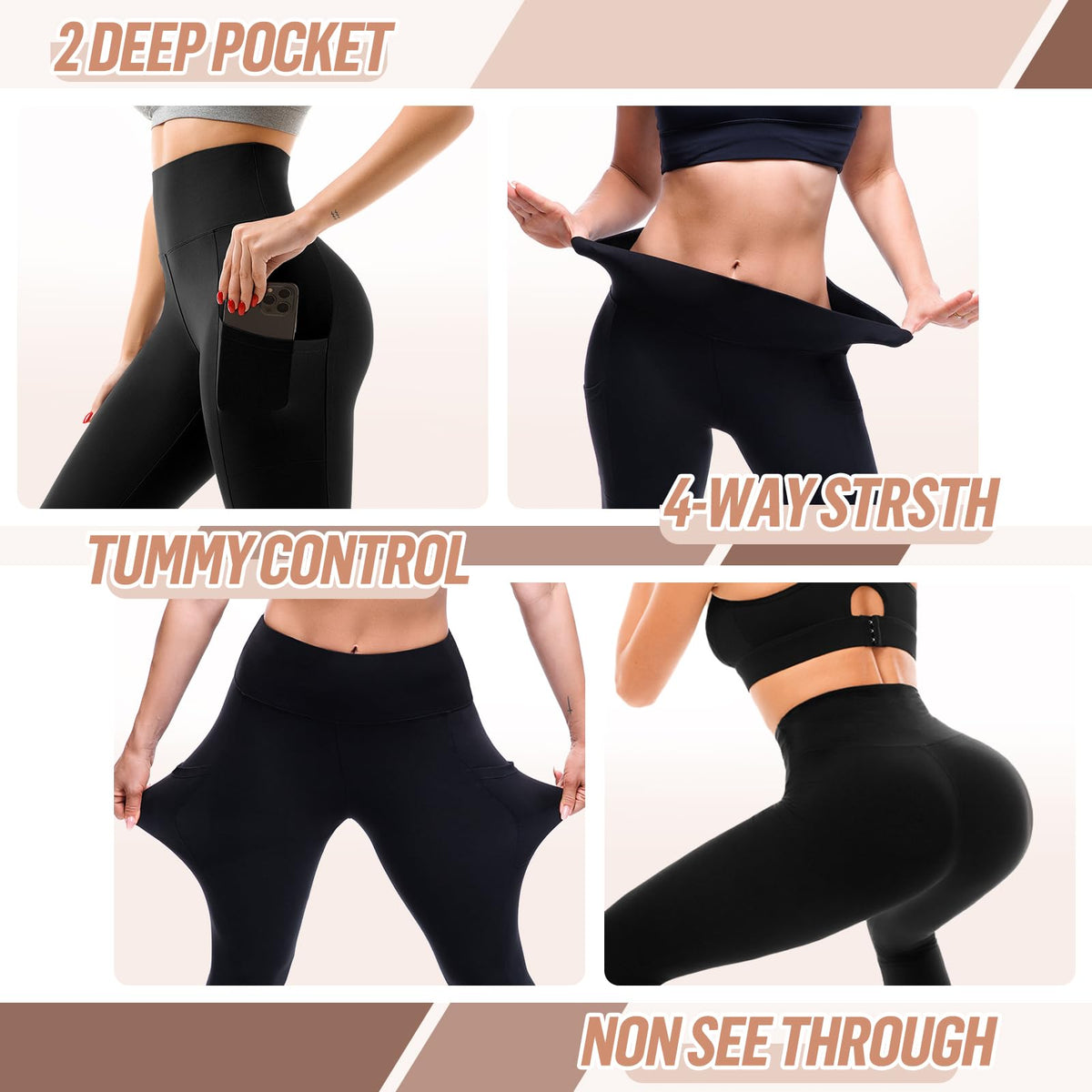 SINOPHANT High Waisted Leggings Women with Pockets Jansha Store