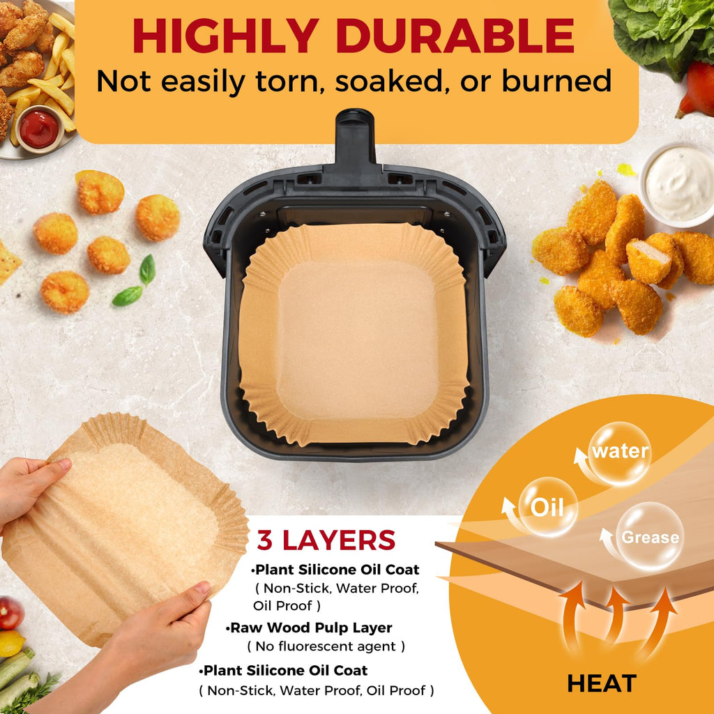 Air Fryer Liners Disposable, 100Pcs Parchment Paper 6.5" Square for 3-5QT Jansha Store