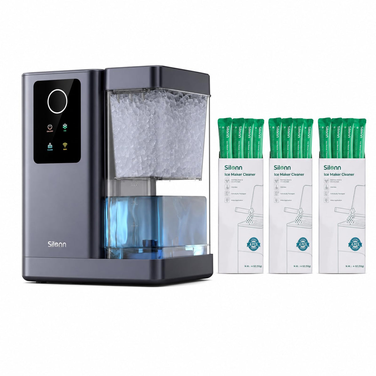 Silonn Nugget Ice Maker, Smart Countertop Ice Machine with APP & Voice Control, Self-Cleaning, 44lbs/24H Soft Chewable Sonic Ice, 3L Tank, for Home Kitchen & Party Jansha Store