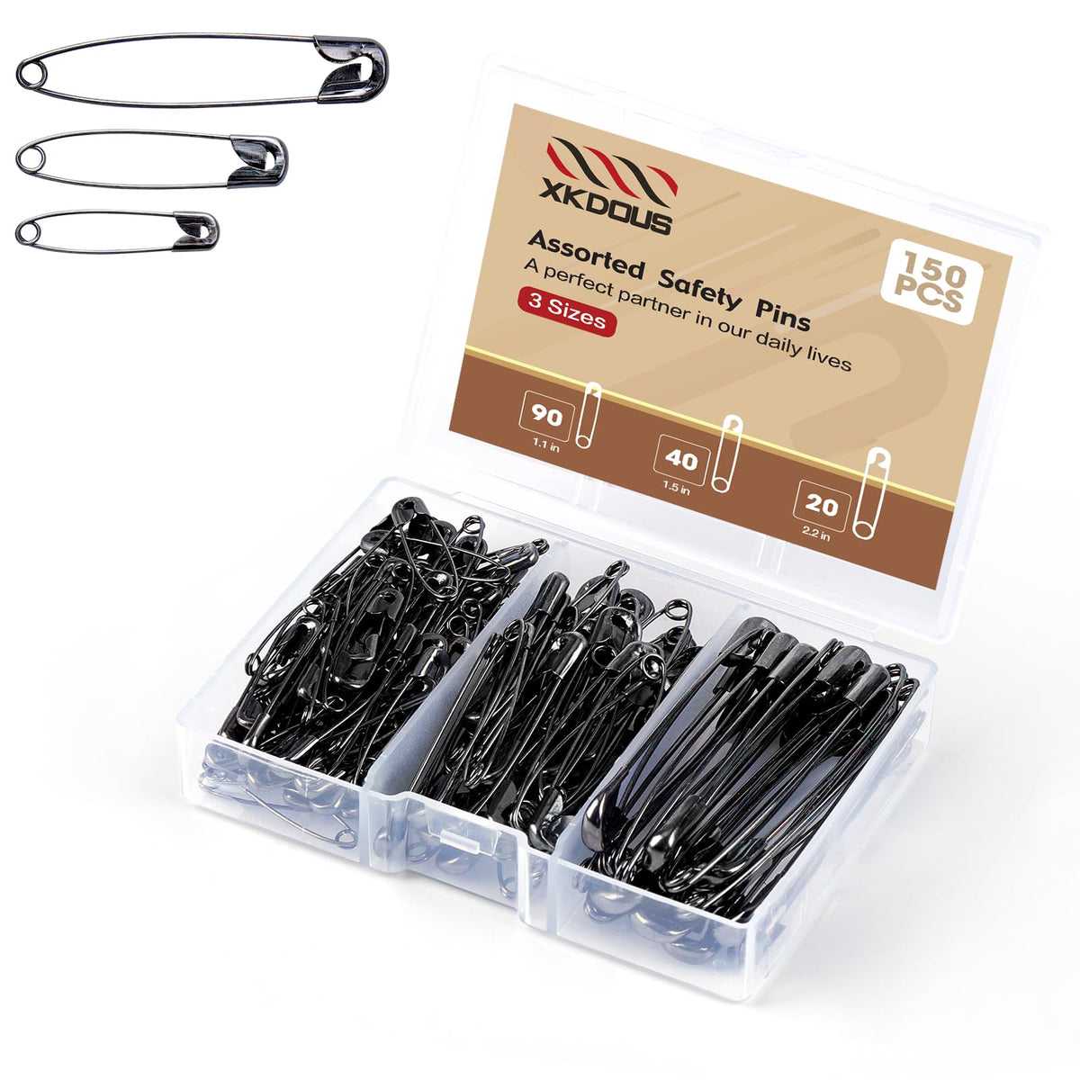 XKDOUS 3 Inch Large Safety Pins 100 pcs Silver Pins Bulk Jansha Store
