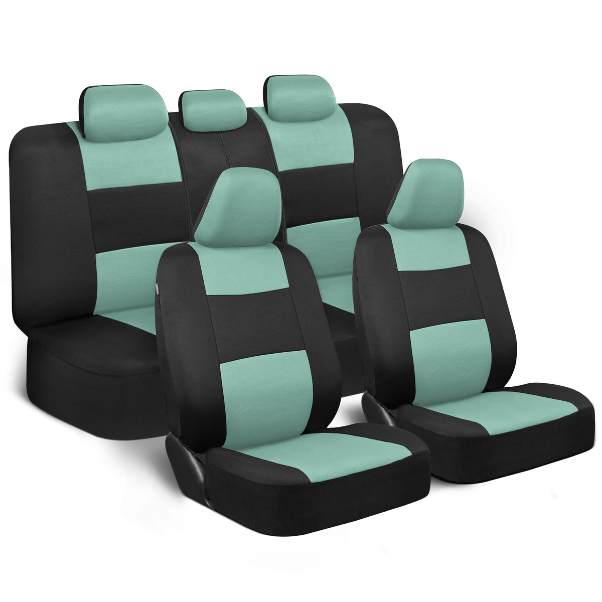 BDK PolyPro Car Seat Covers Full Set in Solid Black, Front and Rear Split Bench Seat Covers for Cars, Easy to Install Car Seats Cover Set and Accessories for Auto Trucks Van SUV - Solid Black Jansha Store