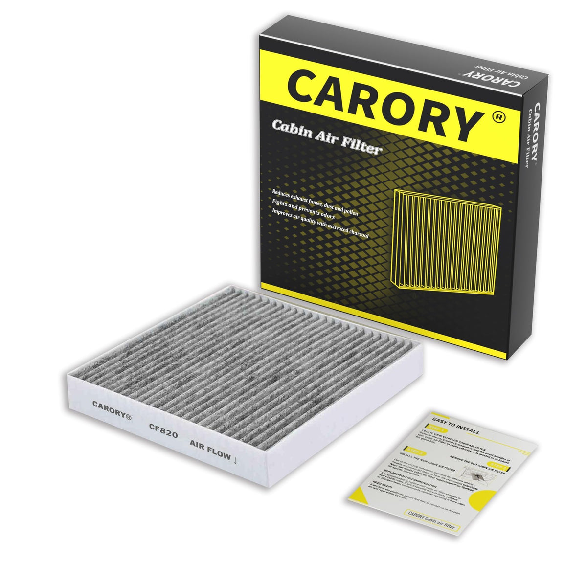 CARORY Cabin Air Filter w/Activated Carbon for Honda Accord 2003–2022, Civic 2006–2015, CR-V 2007–2016, Odyssey 2005–2017, Pilot 2009–2022, Ridgeline 2006–2025, Acura MDX 2007–2020, and More, CF134 Jansha Store