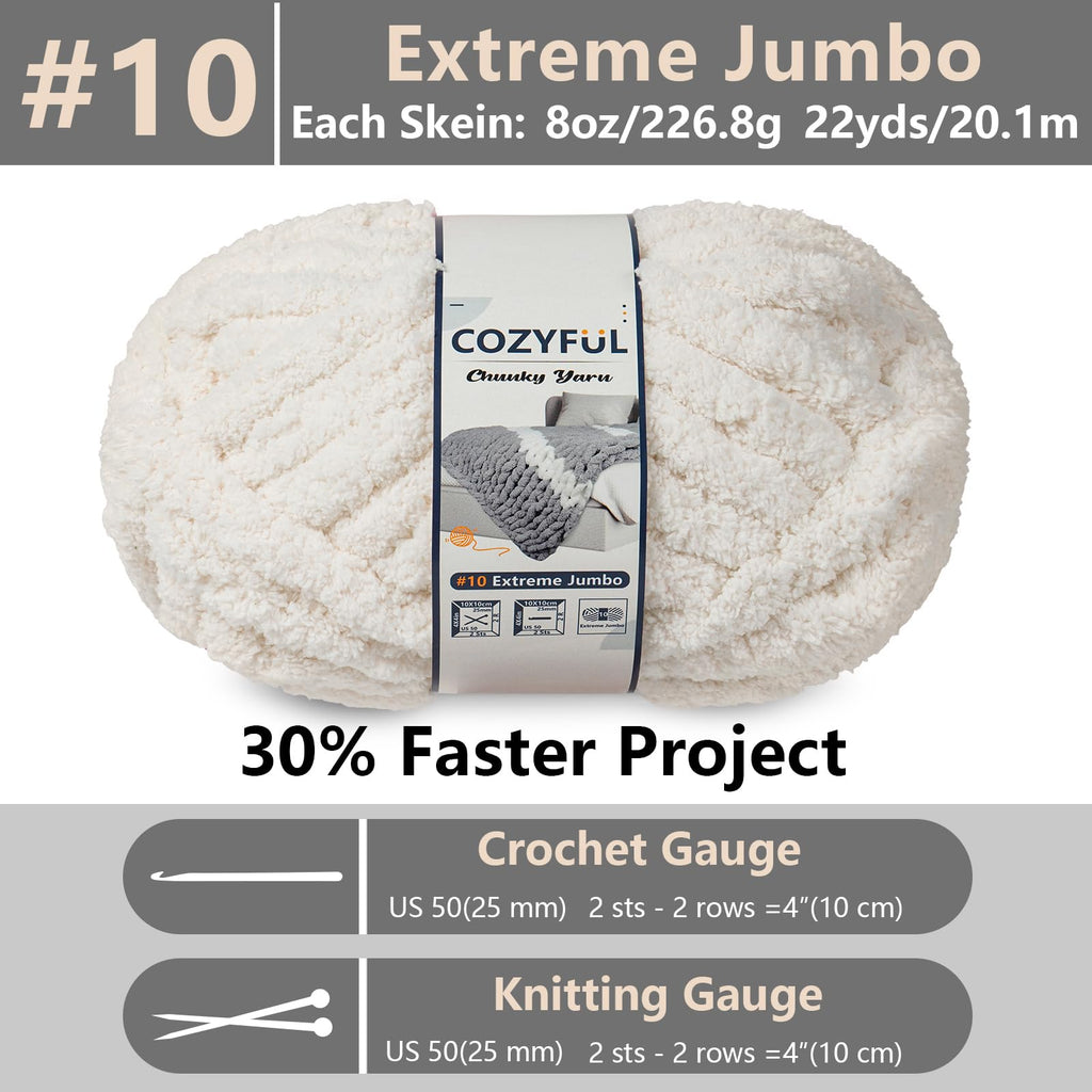 Cozyful Chunky Yarn for Hand Knitting - #10 Chunky Chenille Yarn, Jumbo Big Thick Chunky Yarns for Crocheting, Super Bulky Chunky Knit Blanket Yarns, 8 Skein (22 yds 8 oz Each Skein), Soft Sage Green Jansha Store
