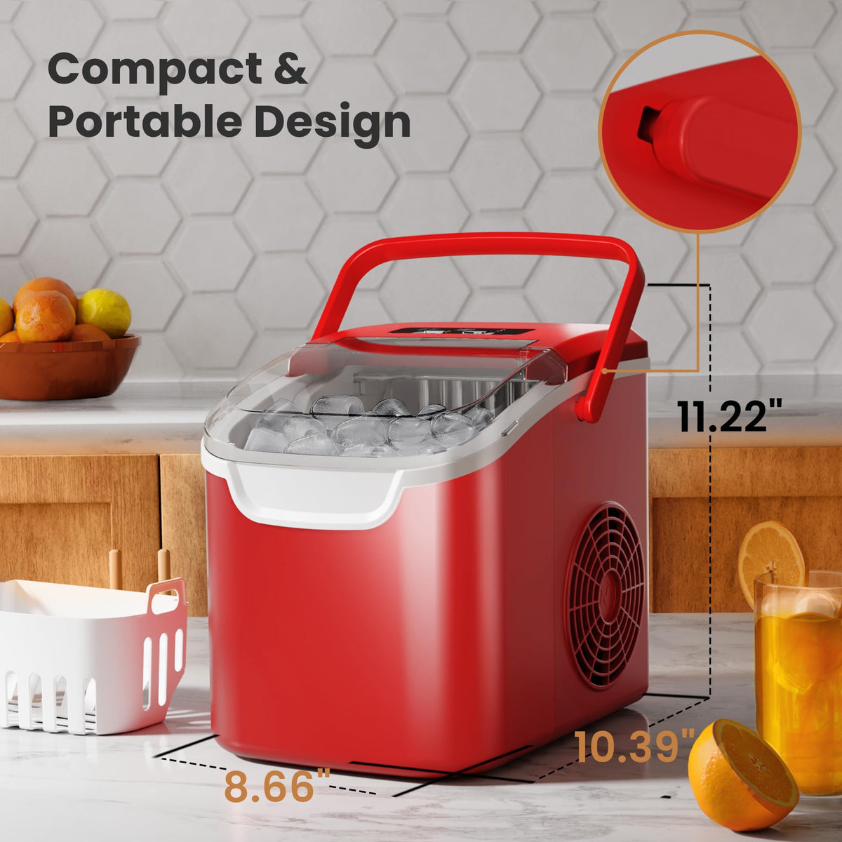Crzoe Countertop Ice Maker, 26Lbs/24H,2 Sizes of Ice, Self-Cleaning,Black Jansha Store