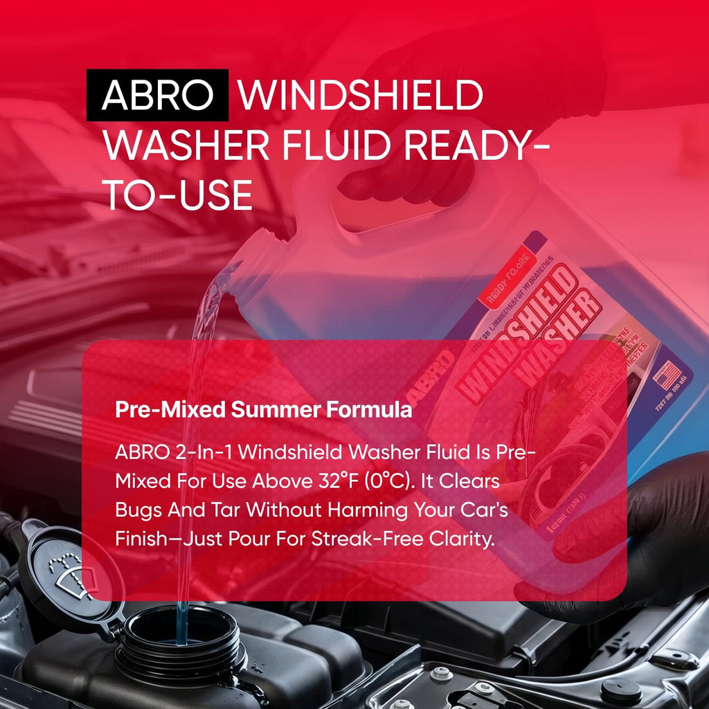 ABRO Windshield Washer Fluid 1 Gallon, Streak-Free Bug Remover, 1 Pack Jansha Store