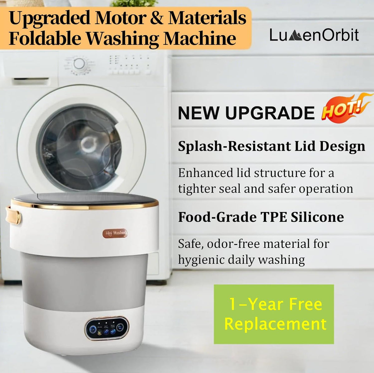Portable Washing Machine with Spin Basket, Upgraded 20L Foldable Mini Washer【5-Min Wash・3-Min Spin・1-Year Free Replacement】Small Washing Machine for Travel, Dorms, RVs, Camping (Khaki) Jansha Store