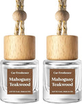 C Classy Car Air Freshener Hanging 2 Pack, Mahogany Teakwood Essential Oil Diffuser, Cute Glass Bottle, Long-Lasting Fragrance Car Accessories for Women & Men, Made in USA Jansha Store