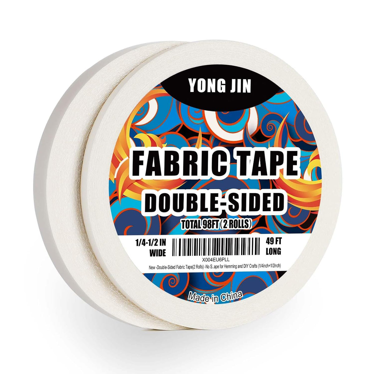 Double-Sided Fabric Tape,Hem Tape No Sew No Iron,1/4"+1/2" (2 Rolls) Jansha Store