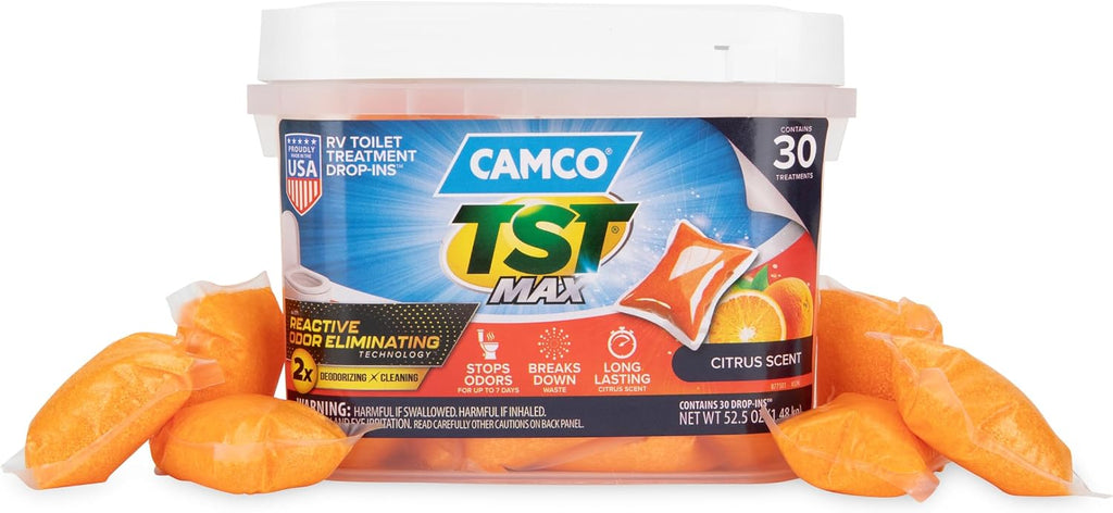 Camco TST MAX RV Toilet Treatment Drop-INs - Orange 30-pk - Made in the USA Jansha Store