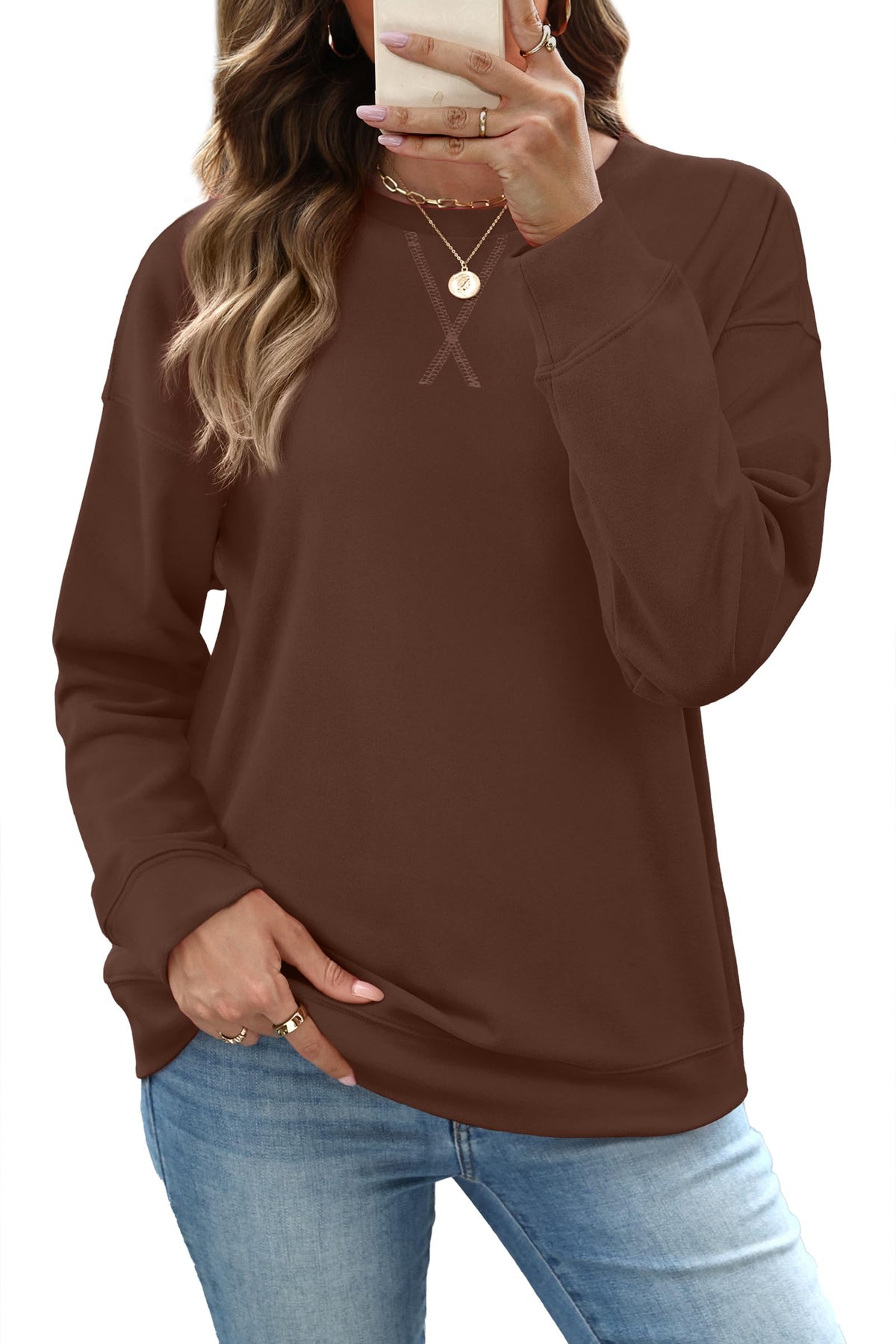 RUMIA Women's Crew Neck Sweatshirt Long Sleeve Tops for Women Fall Clothes Jansha Store