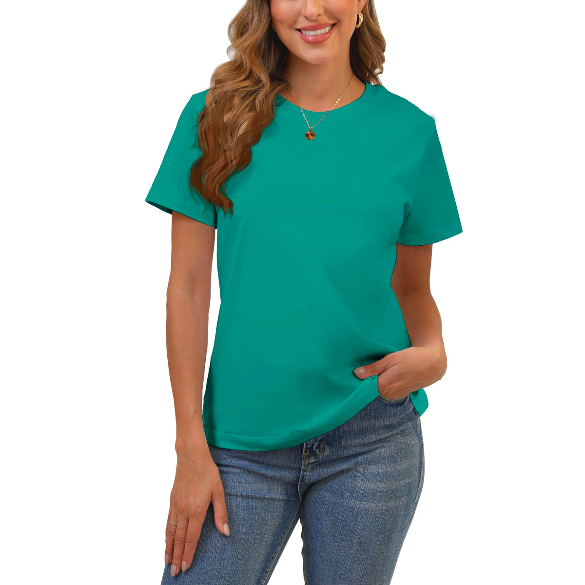 BJY Cotton Basic T Shirts for Women,Crew Neck Short Sleeve Summer Shirts(2XS-3XL, 20+ Color) Jansha Store