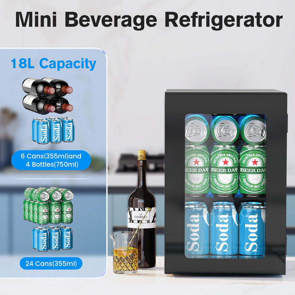 Electactic Mini Fridge 130 Can Beverage Refrigerator Cooler, 3.2 Cu.Ft Drink Fridge for Soda Wine Beer, Adjustable Temperature Control for Home Office, Black Jansha Store