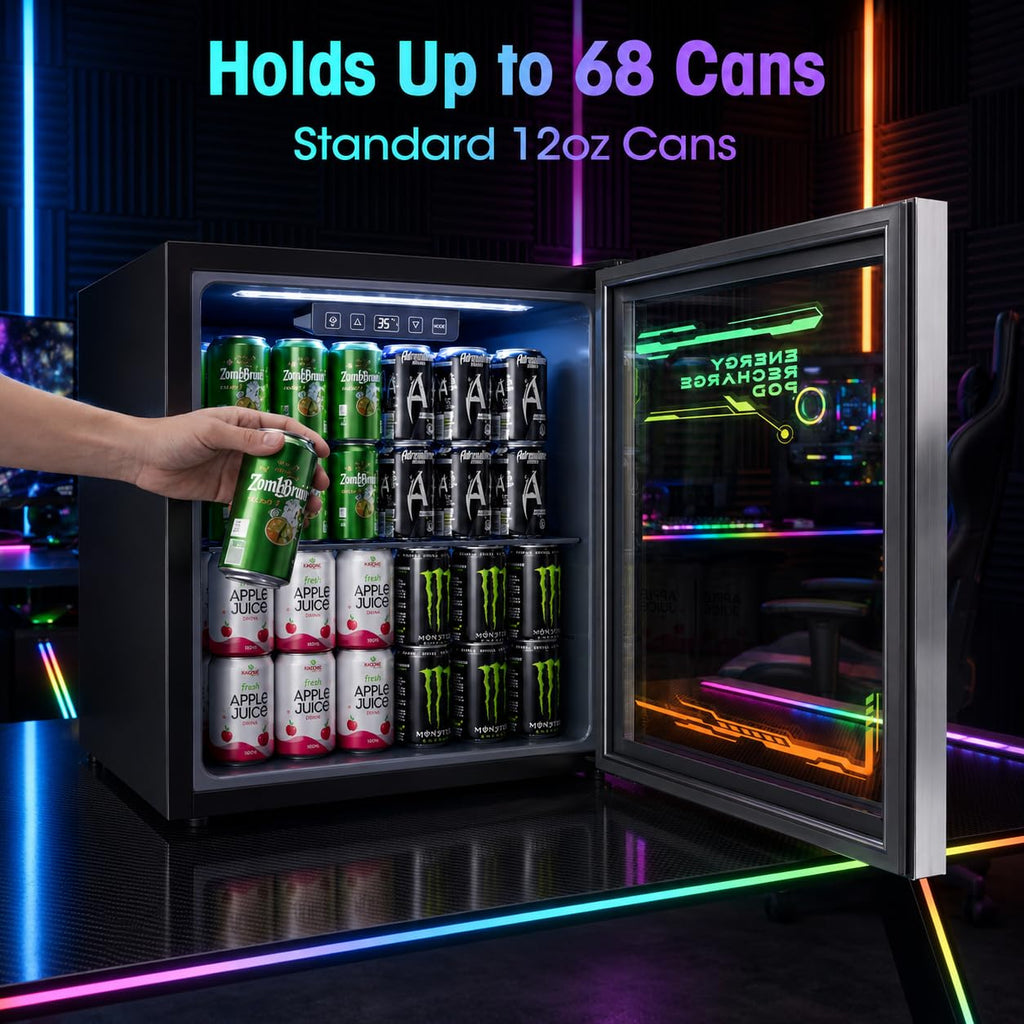 3.2 Cuft Beverage Fridge, 130 Can Mini Fridge With Glass Door, Black Jansha Store
