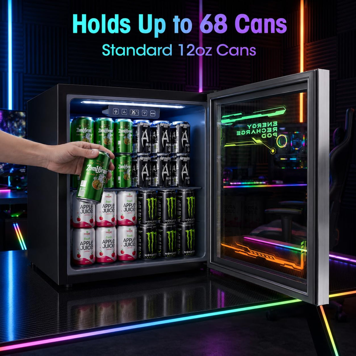 3.2 Cuft Beverage Fridge, 130 Can Mini Fridge With Glass Door, Black Jansha Store