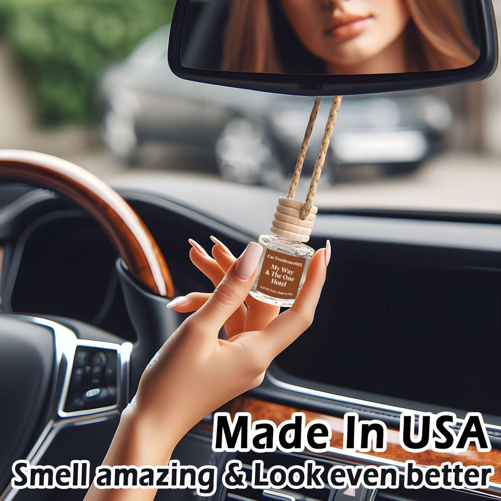 C Classy Car Air Freshener Hanging 2 Pack, Mahogany Teakwood Essential Oil Diffuser, Cute Glass Bottle, Long-Lasting Fragrance Car Accessories for Women & Men, Made in USA Jansha Store