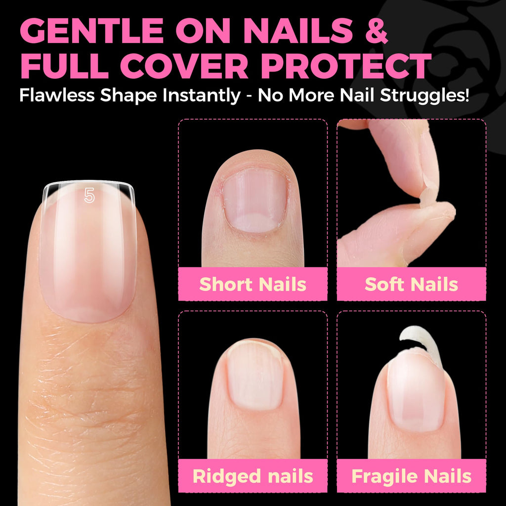 UNA GELLA Short Almond Nail Tips 504PCS Short Fake Nails Soft Press Ons Jansha Store
