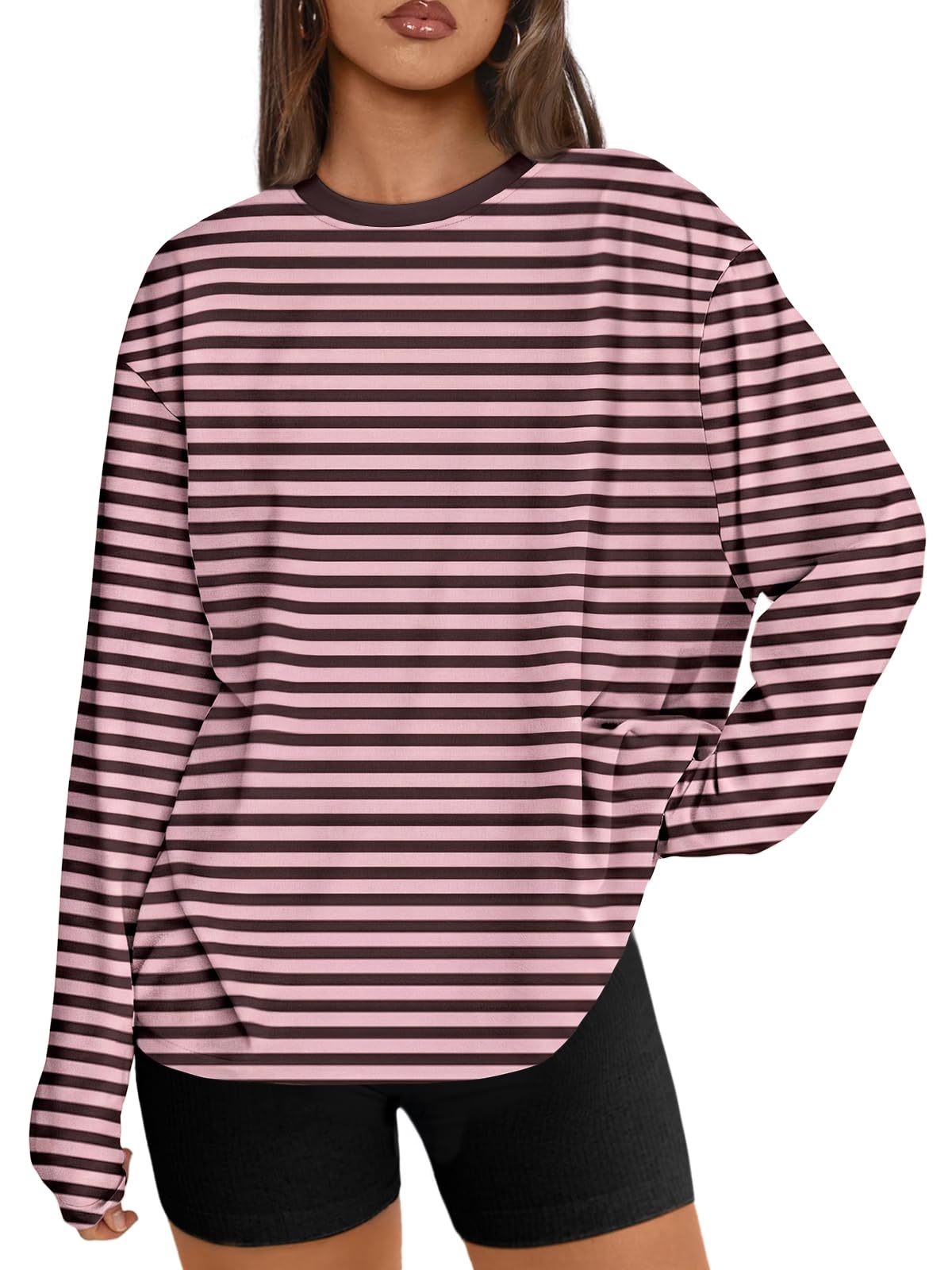 Trendy Queen Womens Oversized Long Sleeve Shirts Fall Tops 2026 Basic Tees Jansha Store