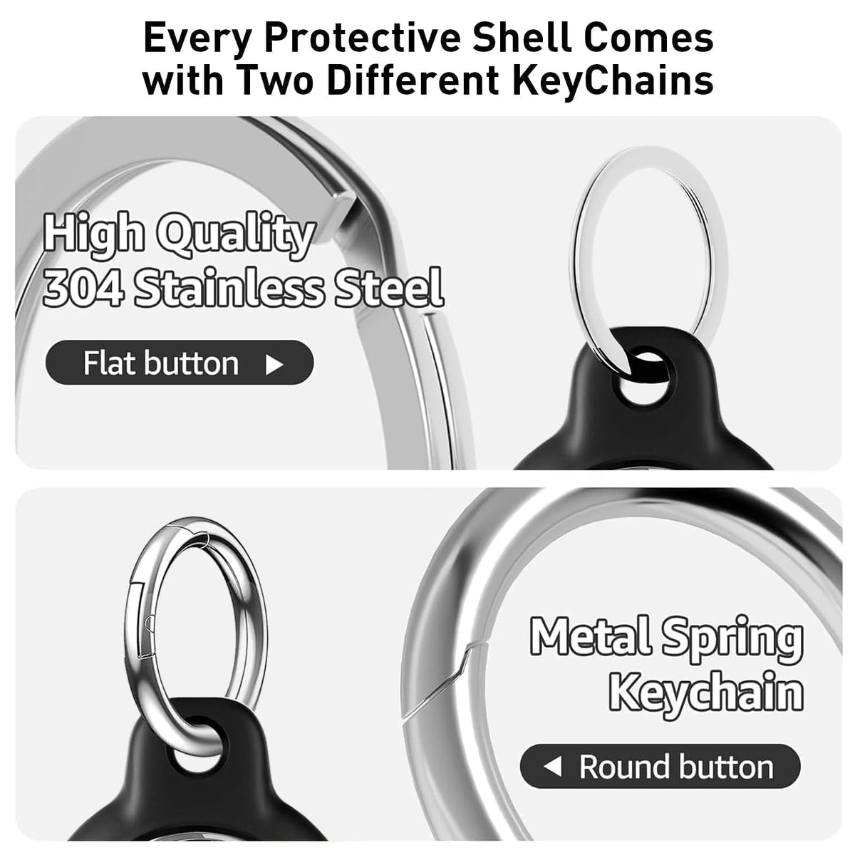 MOLOSLEEVE 1|2|4 Pack Case for AirTag 2nd Gen (2026) & 1st Gen, Shockproof Holder Anti-Scratch Protective Cover for Air Tags, Men's Women's Keyrings & Keychains for Keys, Luggage, Bags, Black Jansha Store