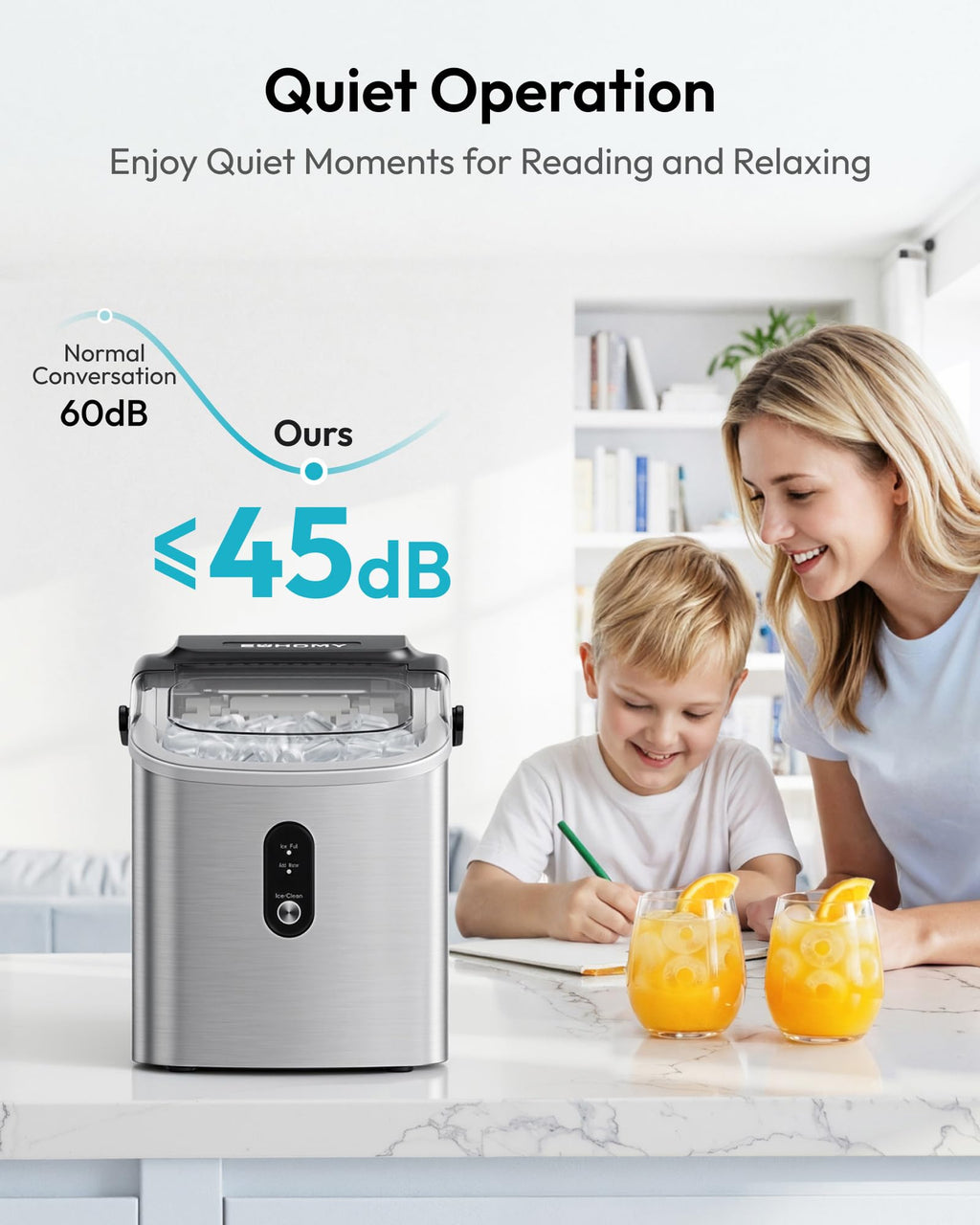 EUHOMY Countertop Ice Maker Machine with Handle, 26lbs in 24Hrs, 9 Ice Cubes Ready in 6 Mins, Auto-Cleaning Portable Ice Maker with Basket and Scoop, for Home/Kitchen/Camping/RV. (Black) Jansha Store