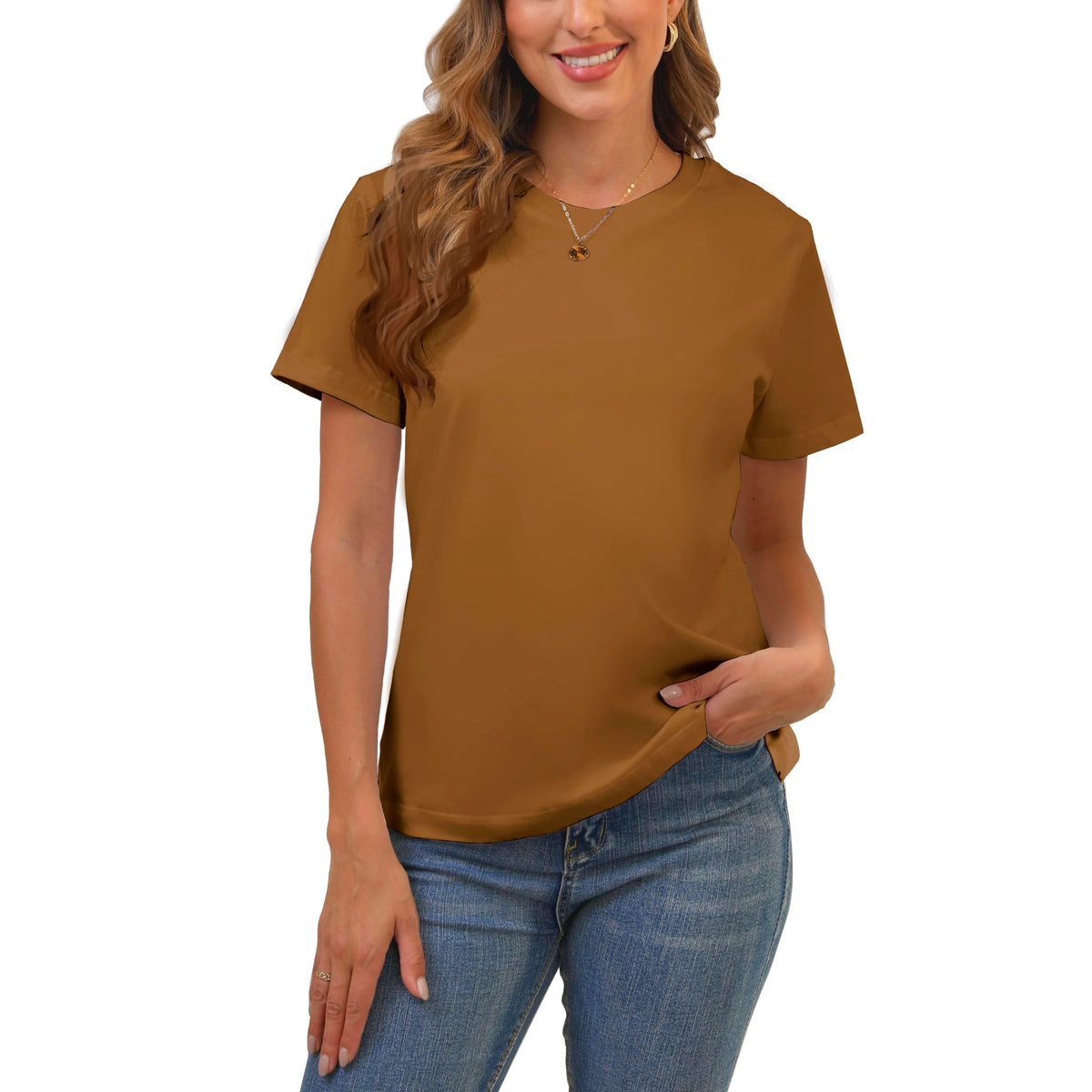 BJY Cotton Basic T Shirts for Women,Crew Neck Short Sleeve Summer Shirts(2XS-3XL, 20+ Color) Jansha Store
