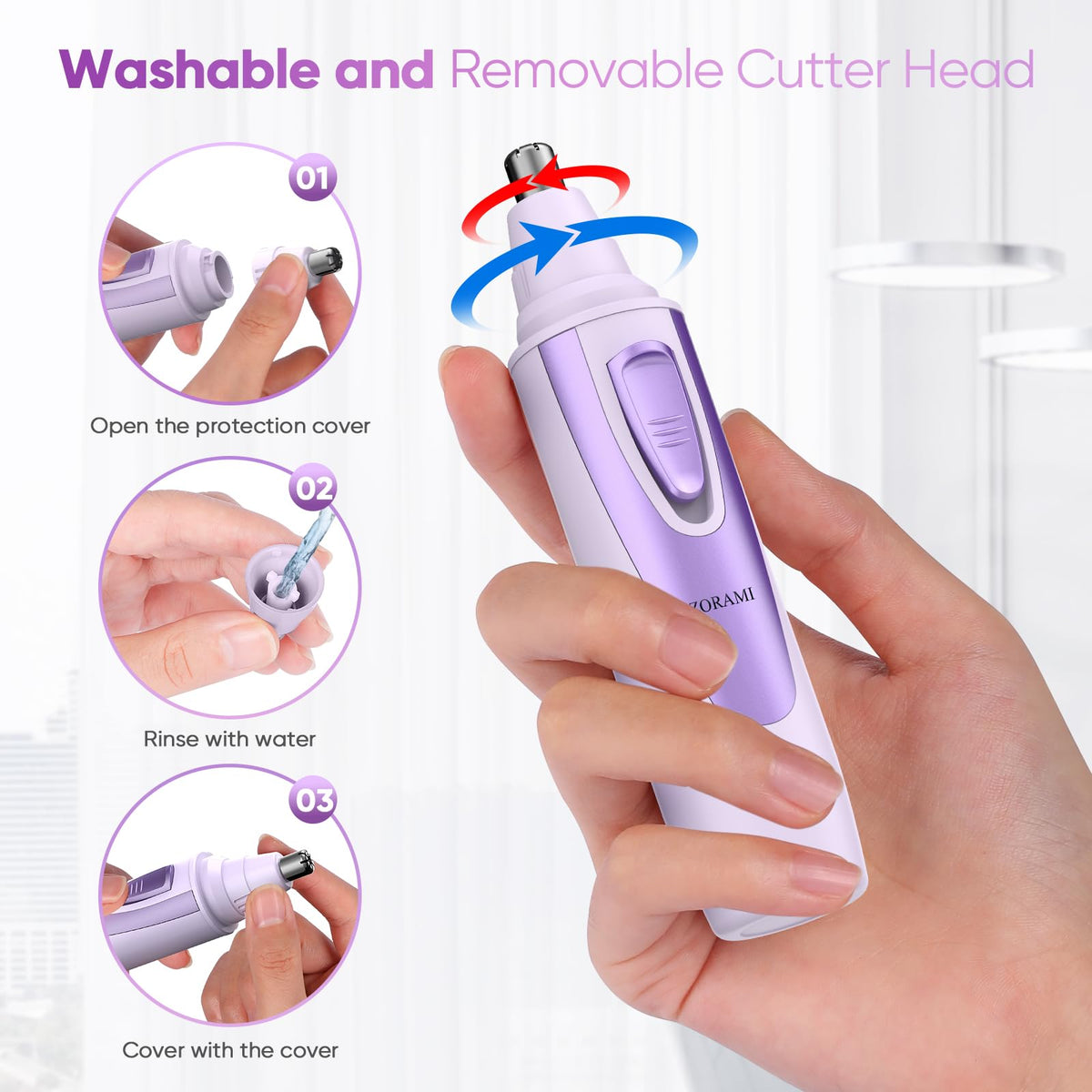 Ear and Nose Hair Trimmer Clipper - 2026 Professional Painless Eyebrow & Facial Hair Trimmer for Men Women,Battery-Operated Trimmer with IPX7 Waterproof,Dual Edge Blades for Easy Cleansing Black Jansha Store