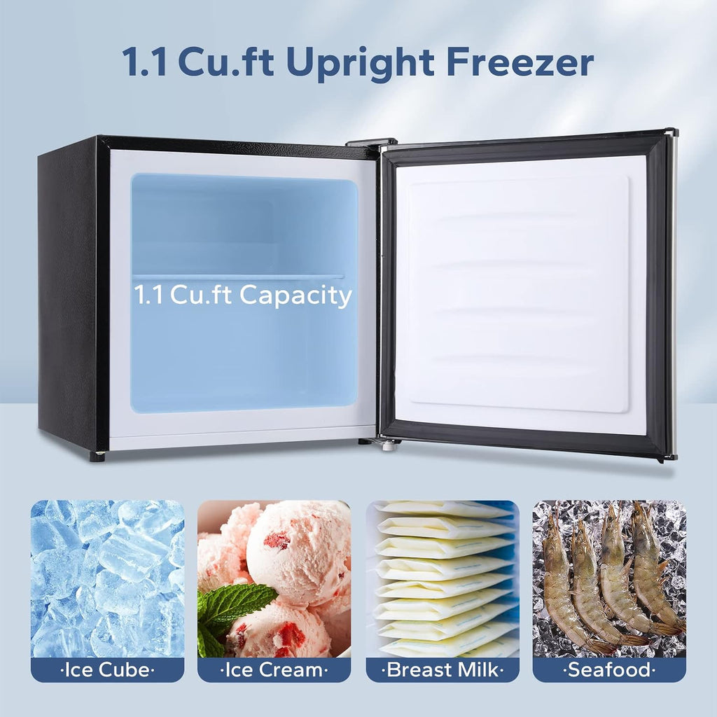 BANGSON 1.1 Cu.ft Upright Mini Freezer for Dorms Apartment, Silver Jansha Store