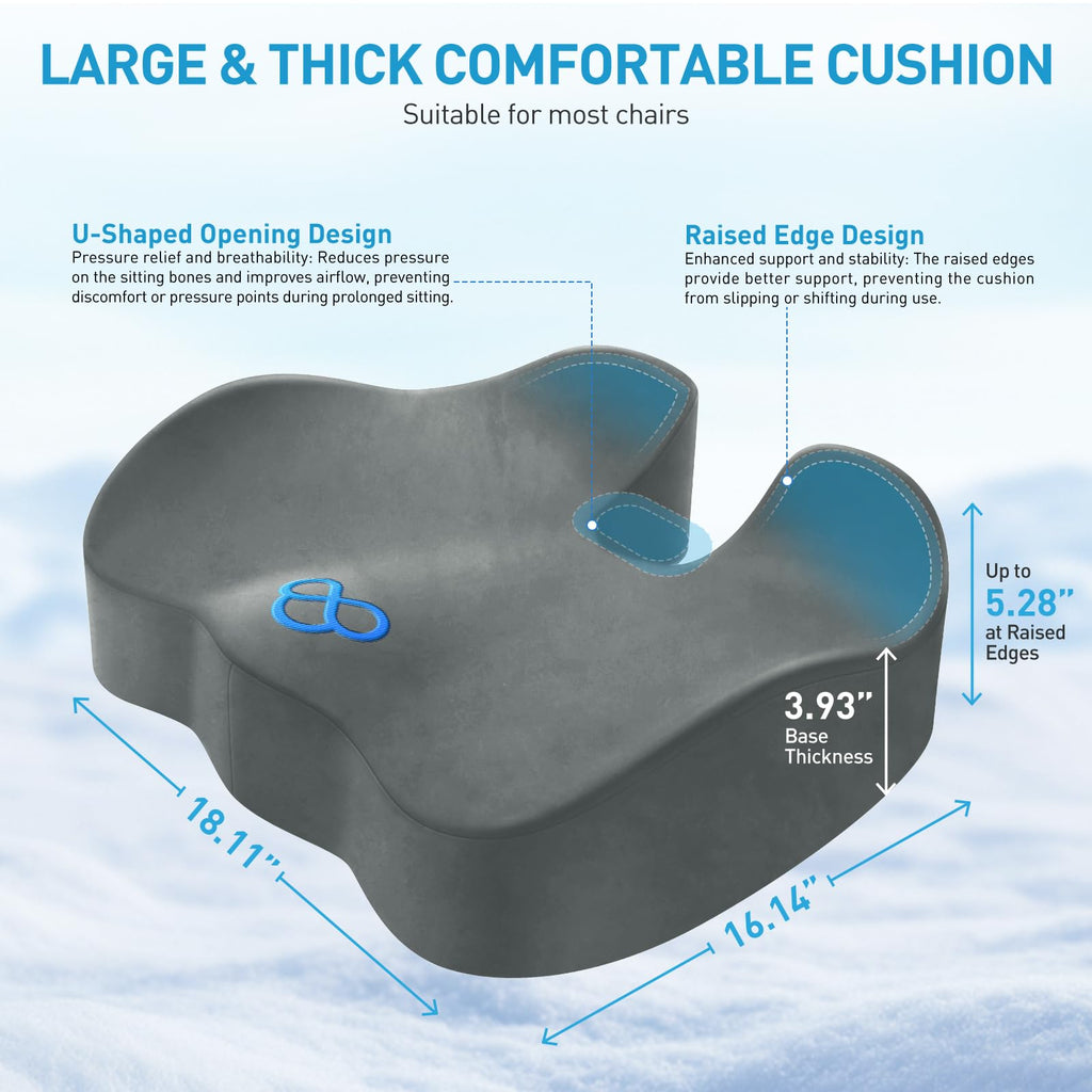 BlissTrends Memory Foam Seat Cushion for Office Chair & Car Seat, Black Jansha Store