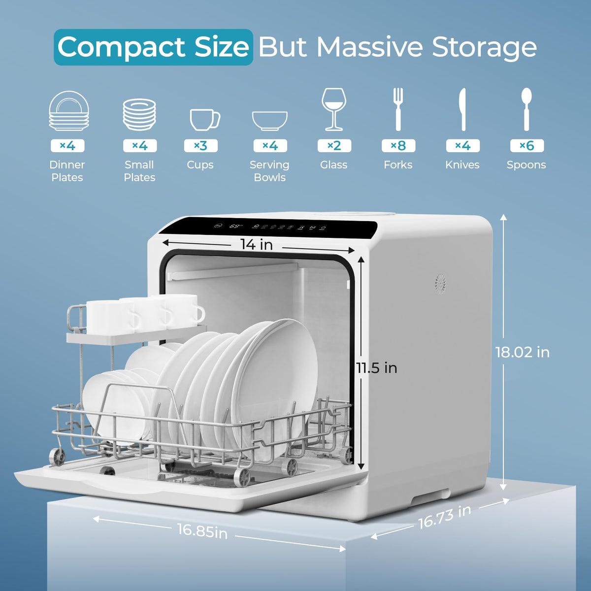 EUHOMY Countertop Dishwasher Portable, 6 Programs with 40 dB, No Hookup Jansha Store