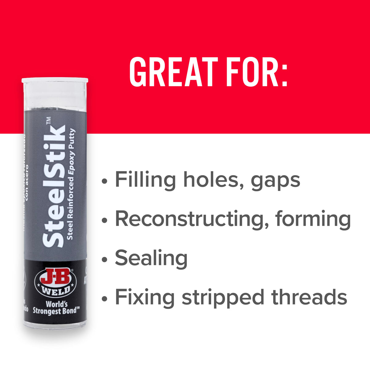 J-B Weld 8267 SteelStik Steel Reinforced Epoxy Putty Stick - 2 oz. Jansha Store