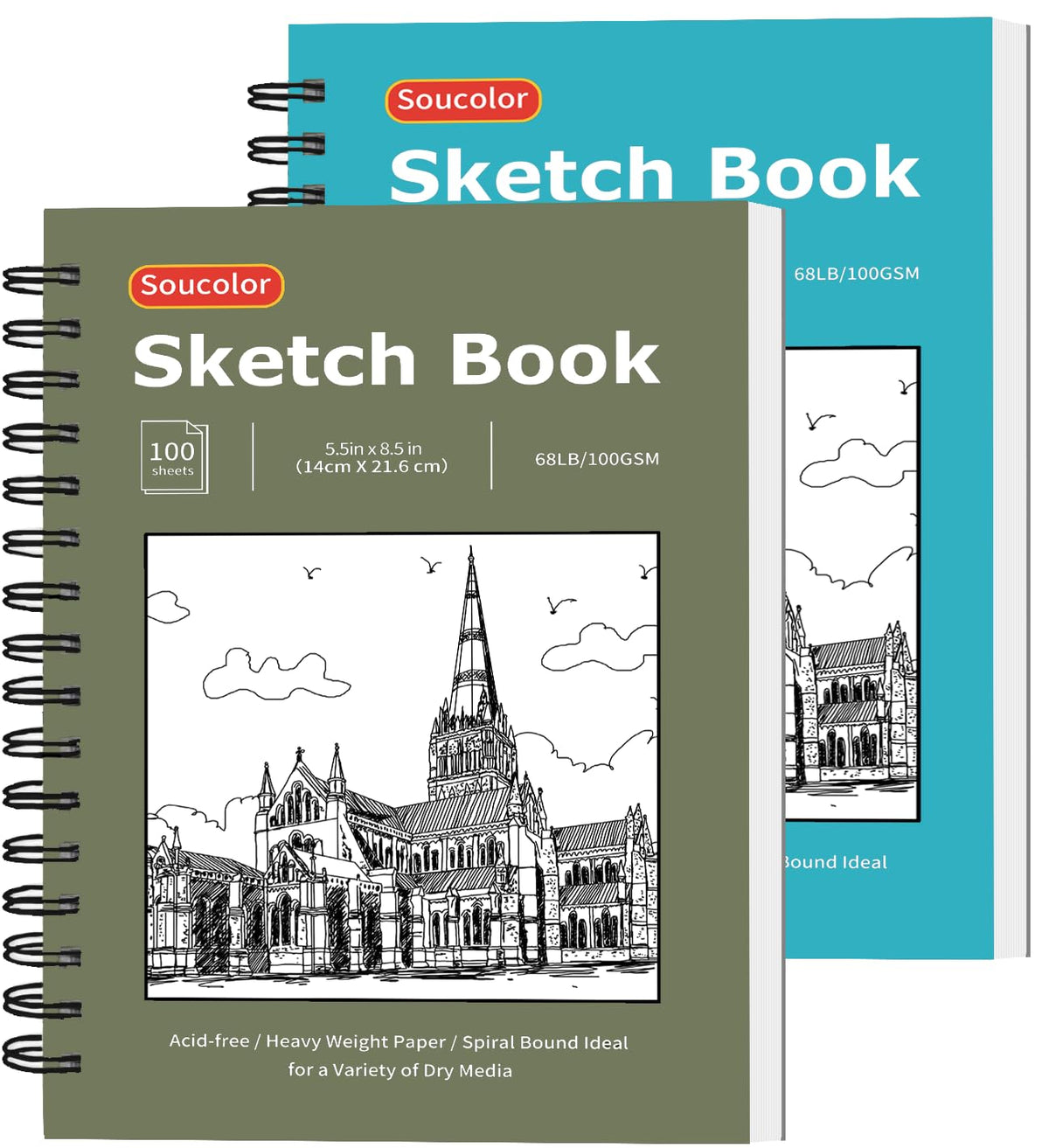 Soucolor Sketch Book 9" x 12", 100 Sheets Kids Art Sketchbook Drawing Pad Jansha Store