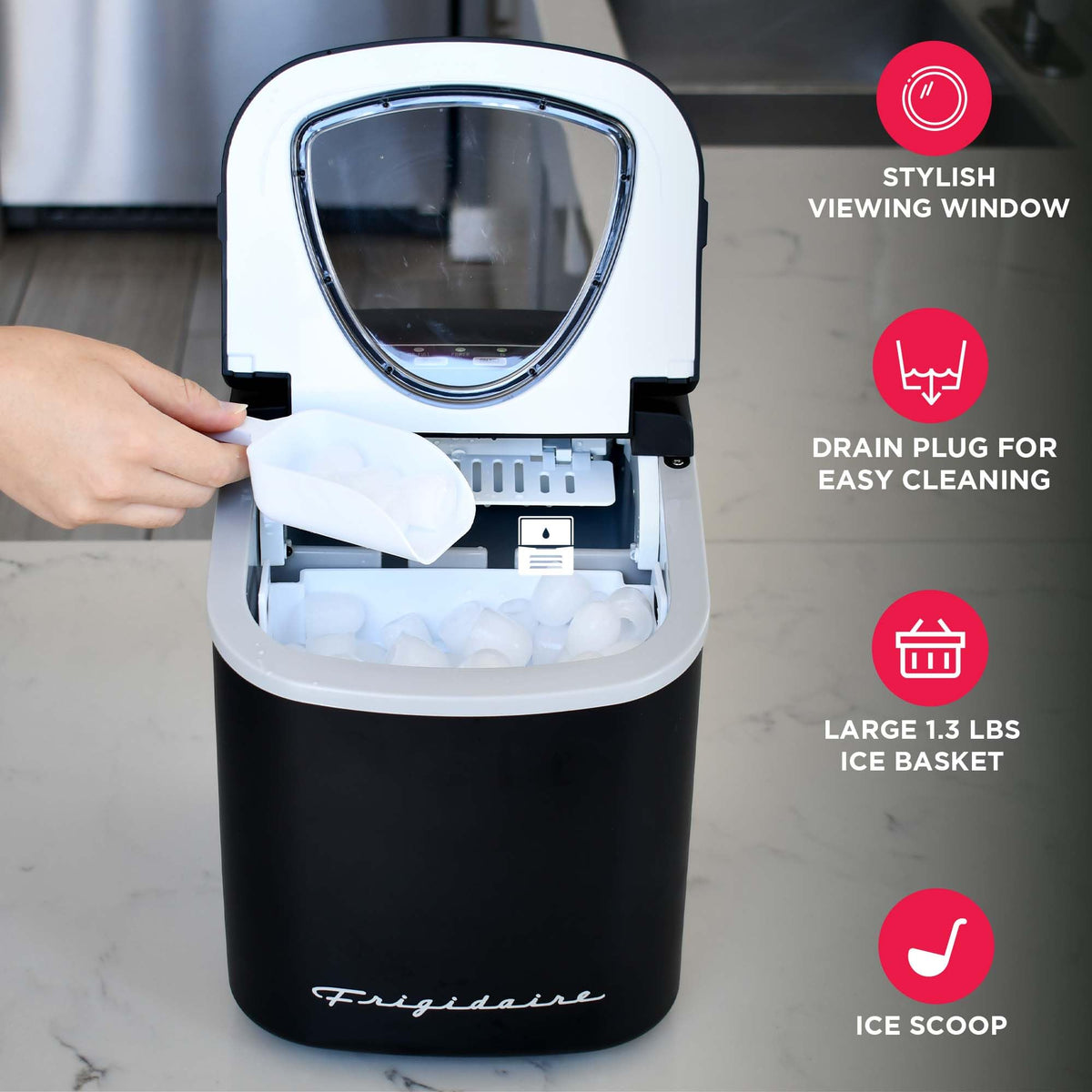 FRIGIDAIRE EFIC189-Silver Compact Ice Maker, 26 lb per Day, Silver Jansha Store