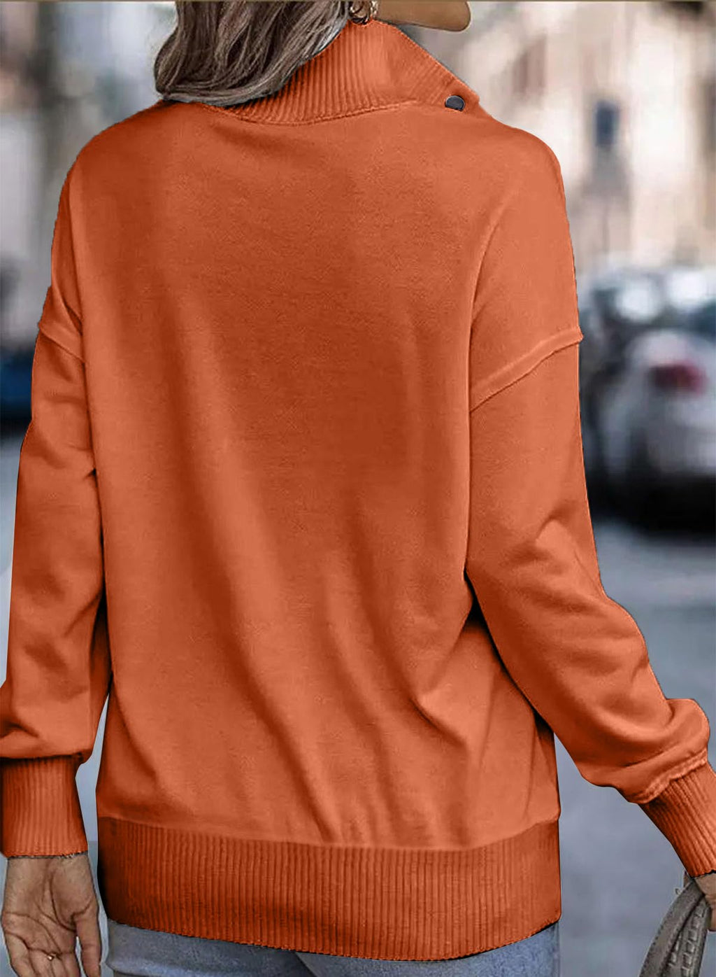 SHEWIN Women's Casual Long Sleeve Stand Neck Sweatshirt Lightweight Button Drawstring Pullover Tops Jansha Store