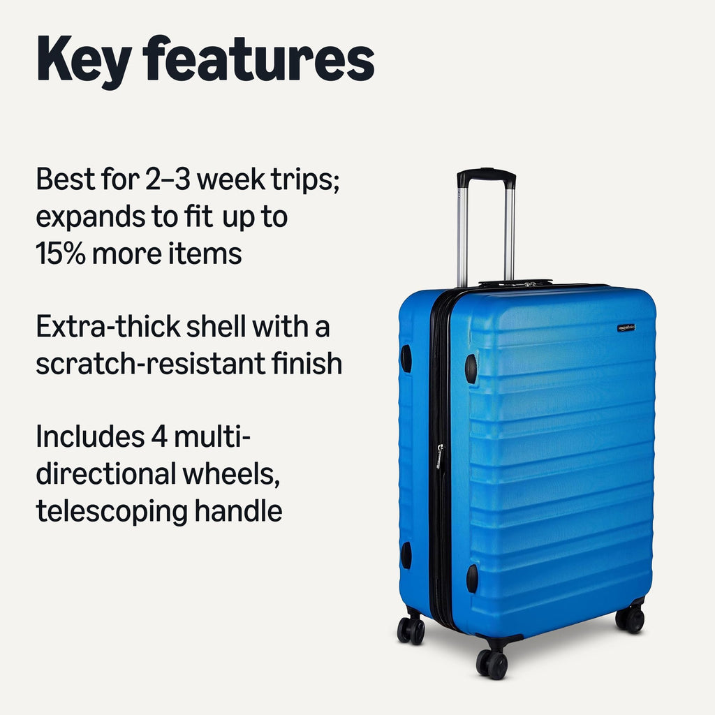 Amazon Basics 3-Piece Hardshell Suitcases Set (21", 26", 30"), Expandable For Up to 25% More Space, With Scratch-Resistant Finish, Four Multi-Directional Wheels, Rose Gold Jansha Store