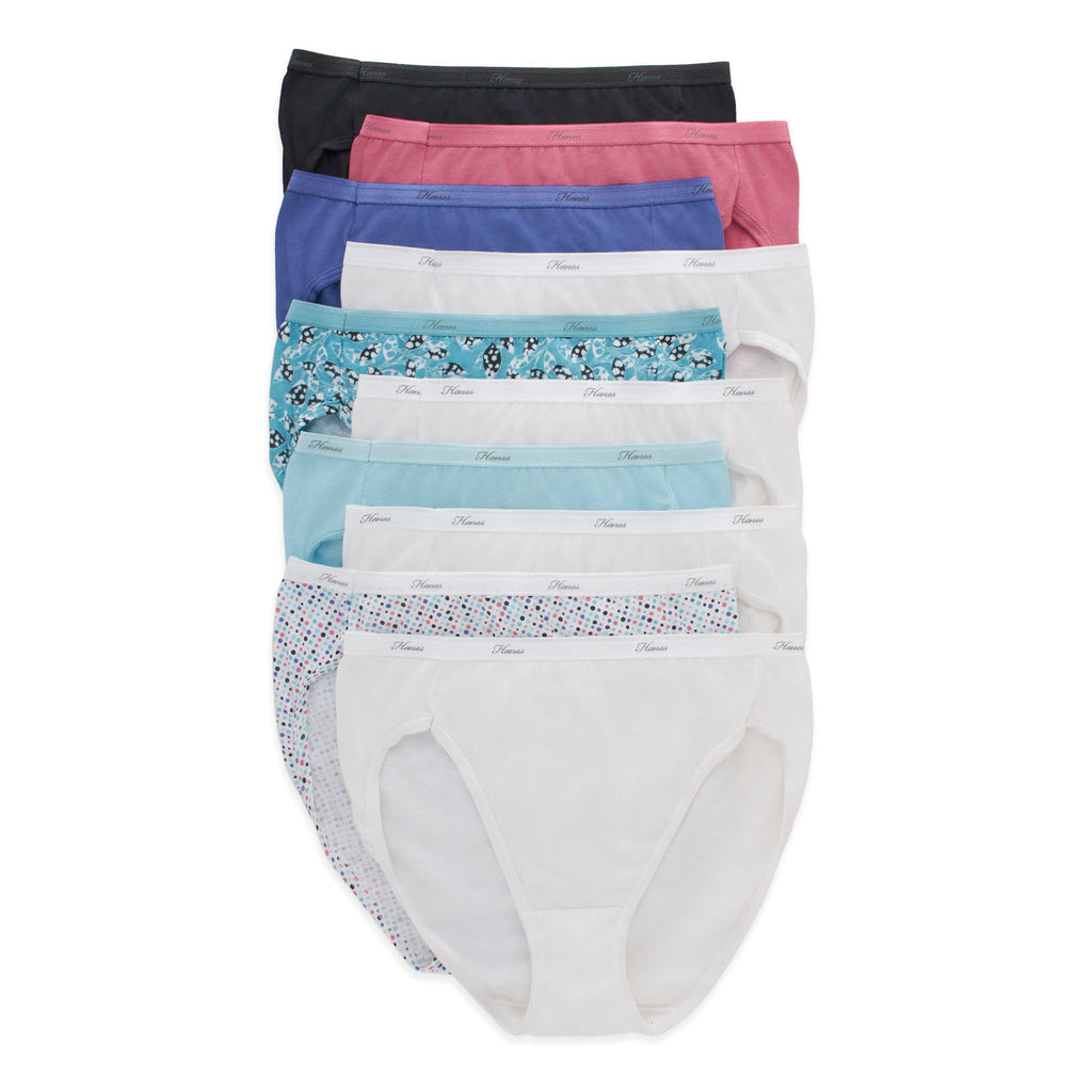 Hanes Women's Underwear Pack, 10-Pack, Full-Coverage Cotton Blend Panties, Moisture-Wicking Underwear for Women Jansha Store
